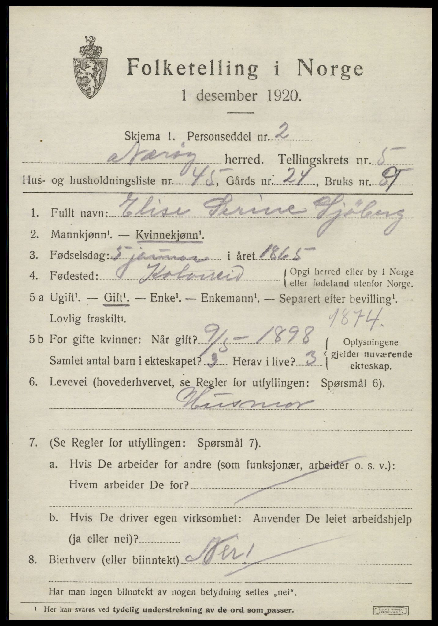 SAT, 1920 census for Nærøy, 1920, p. 2969