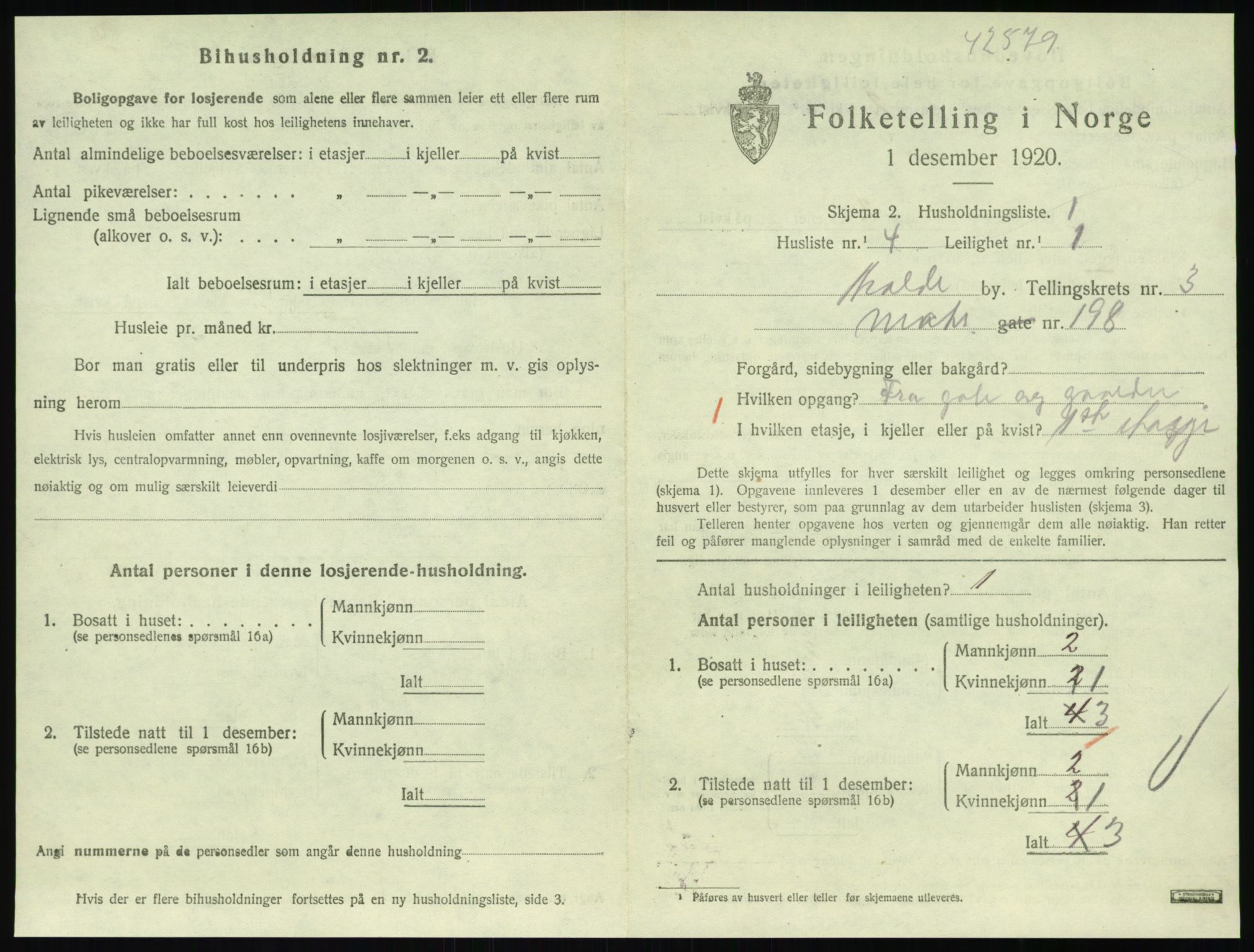 SAT, 1920 census for Molde, 1920, p. 1099