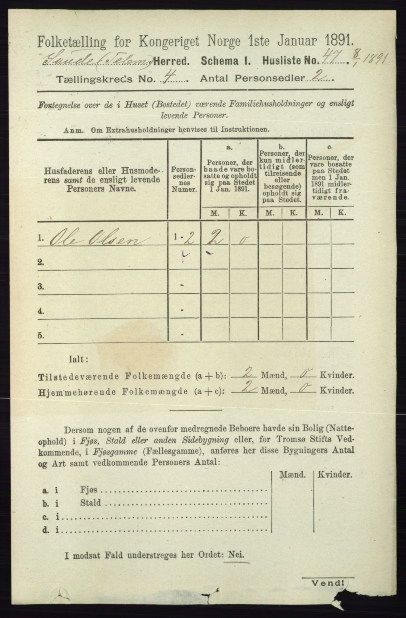 RA, 1891 census for 0822 Sauherad, 1891, p. 1095