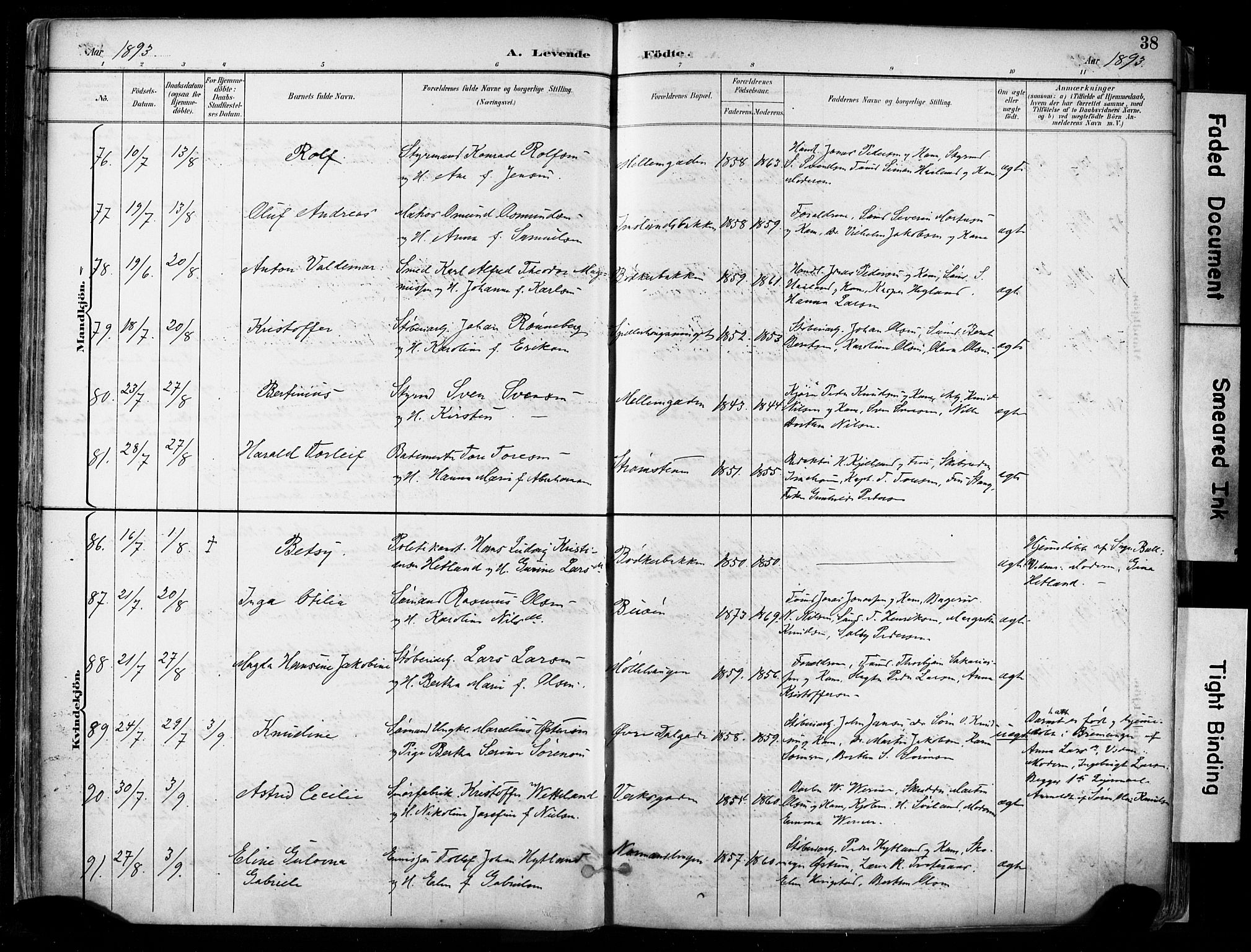 St. Johannes sokneprestkontor, SAST/A-101814/001/30/30BA/L0004: Parish register (official) no. A 4, 1891-1899, p. 38
