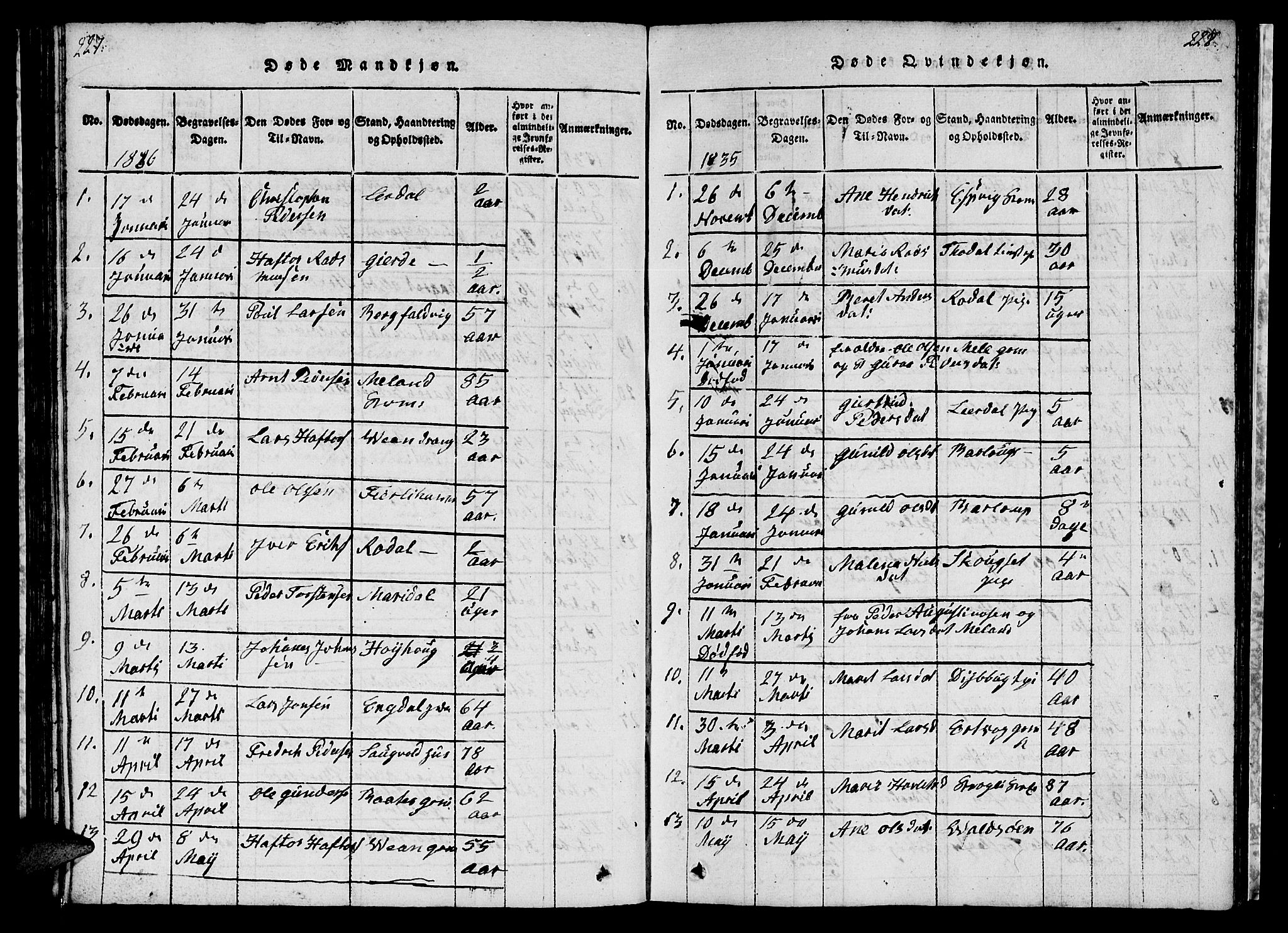 Ministerialprotokoller, klokkerbøker og fødselsregistre - Møre og Romsdal, AV/SAT-A-1454/578/L0908: Parish register (copy) no. 578C01, 1819-1837, p. 227-228