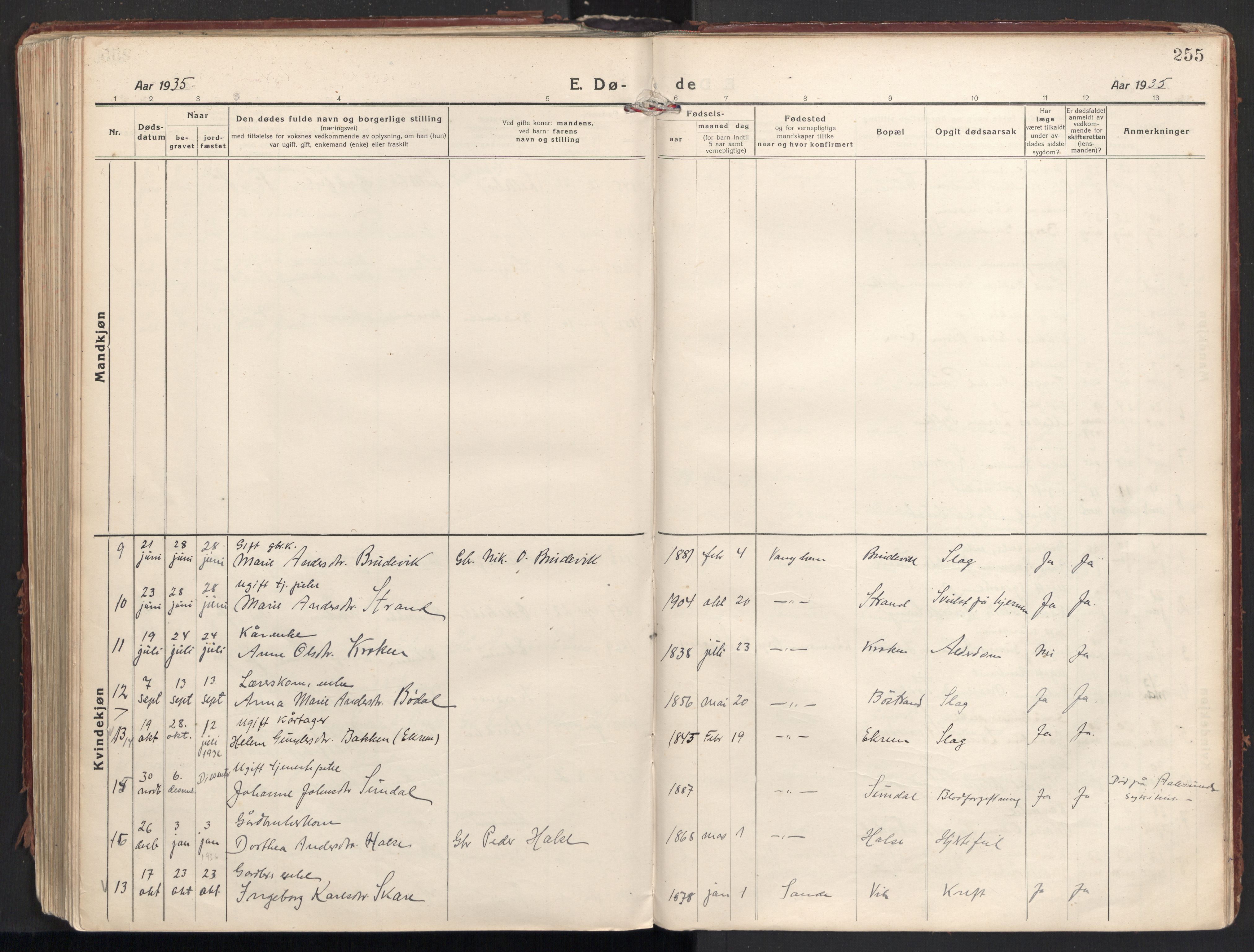 Ministerialprotokoller, klokkerbøker og fødselsregistre - Møre og Romsdal, AV/SAT-A-1454/501/L0012: Parish register (official) no. 501A12, 1920-1946, p. 255