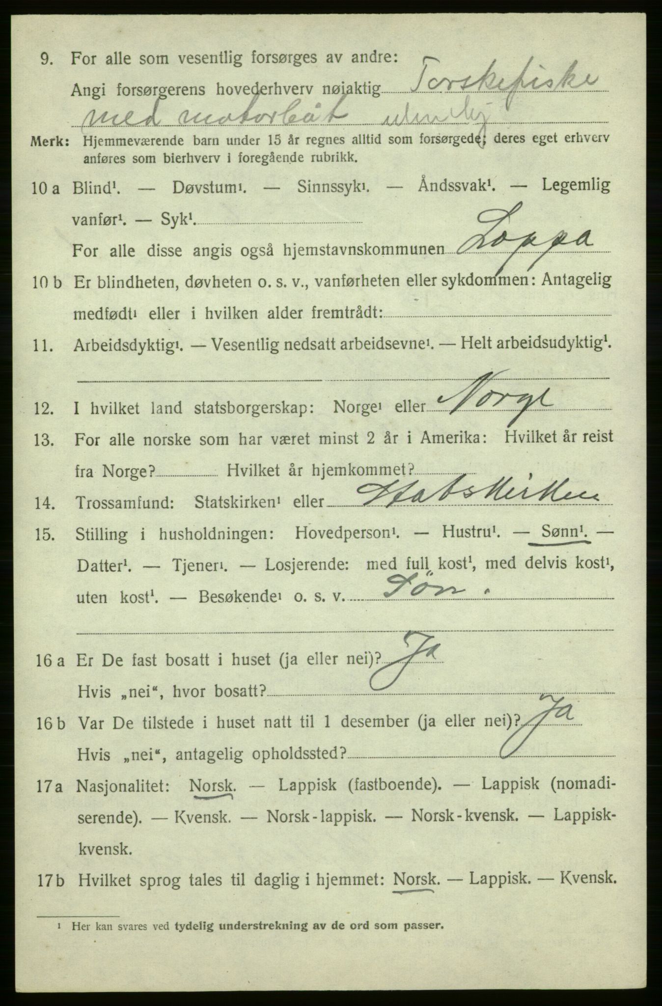 SATØ, 1920 census for Loppa, 1920, p. 677