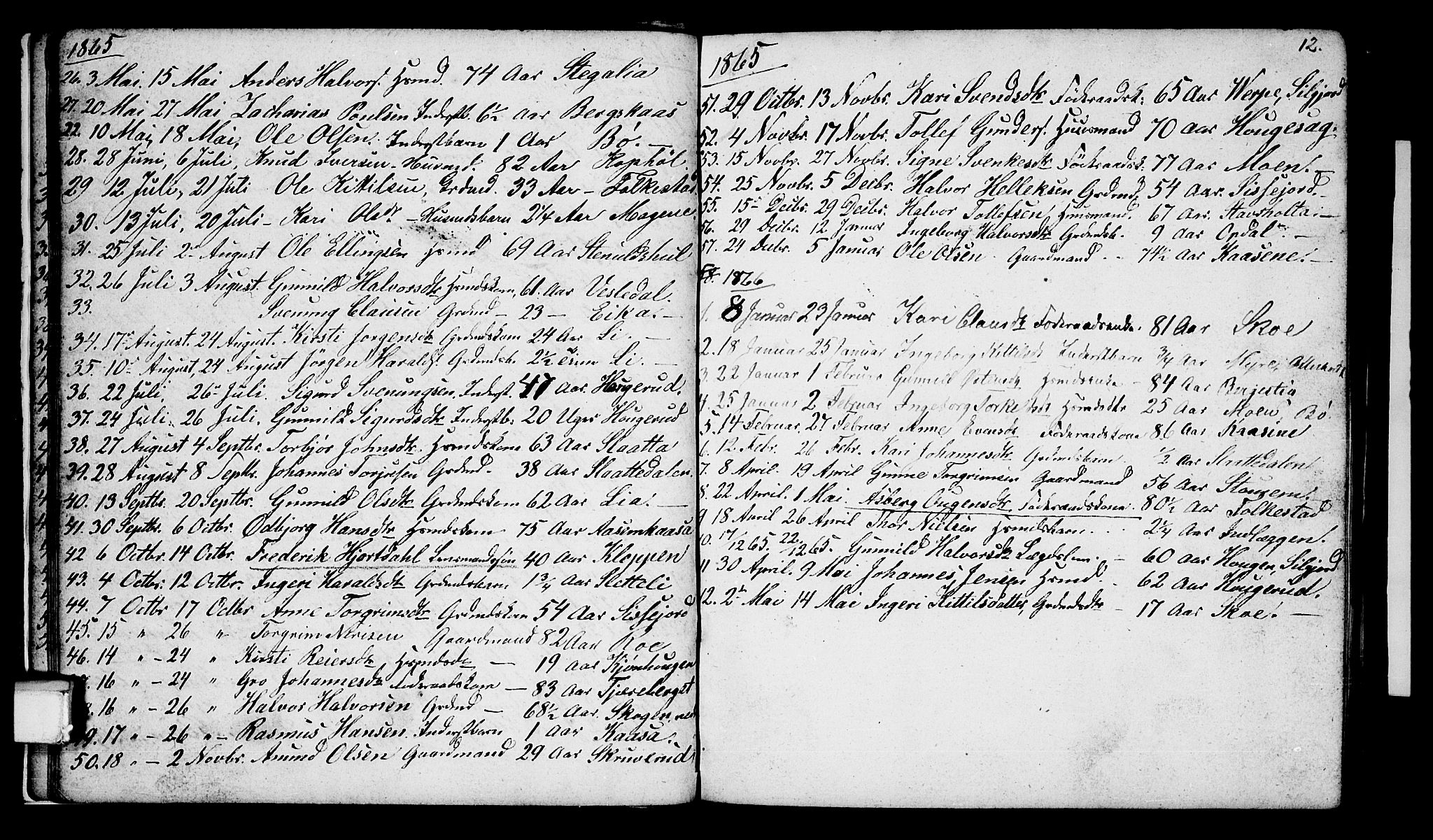 Bø kirkebøker, SAKO/A-257/G/Ga/L0002: Parish register (copy) no. 2, 1853-1866, p. 12