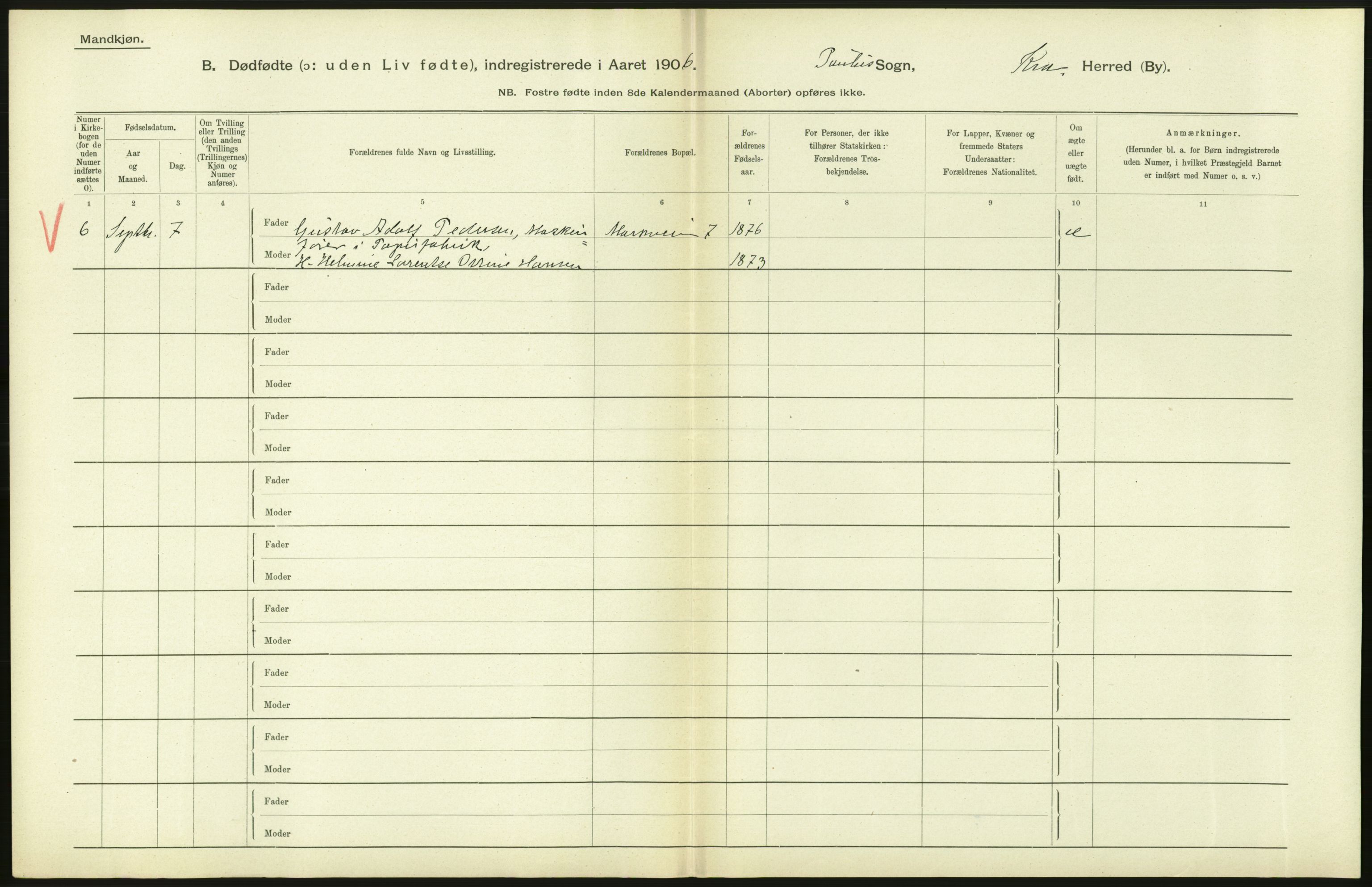 Statistisk sentralbyrå, Sosiodemografiske emner, Befolkning, RA/S-2228/D/Df/Dfa/Dfad/L0010: Kristiania: Døde, dødfødte, 1906, p. 538