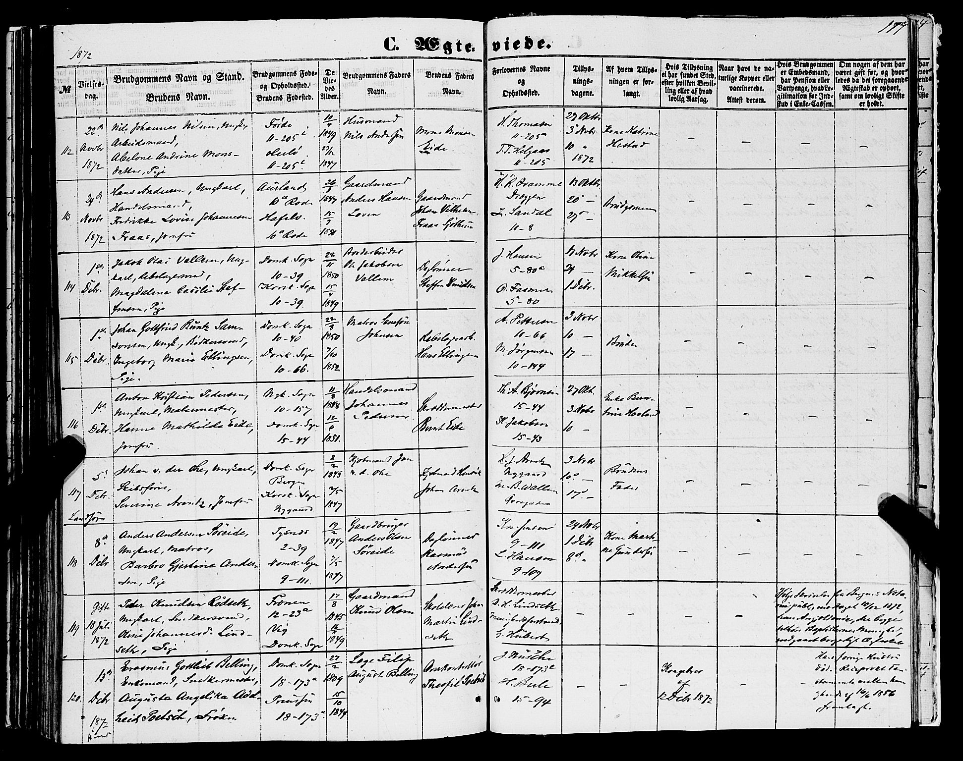 Domkirken sokneprestembete, AV/SAB-A-74801/H/Haa/L0034: Parish register (official) no. D 2, 1853-1874, p. 177