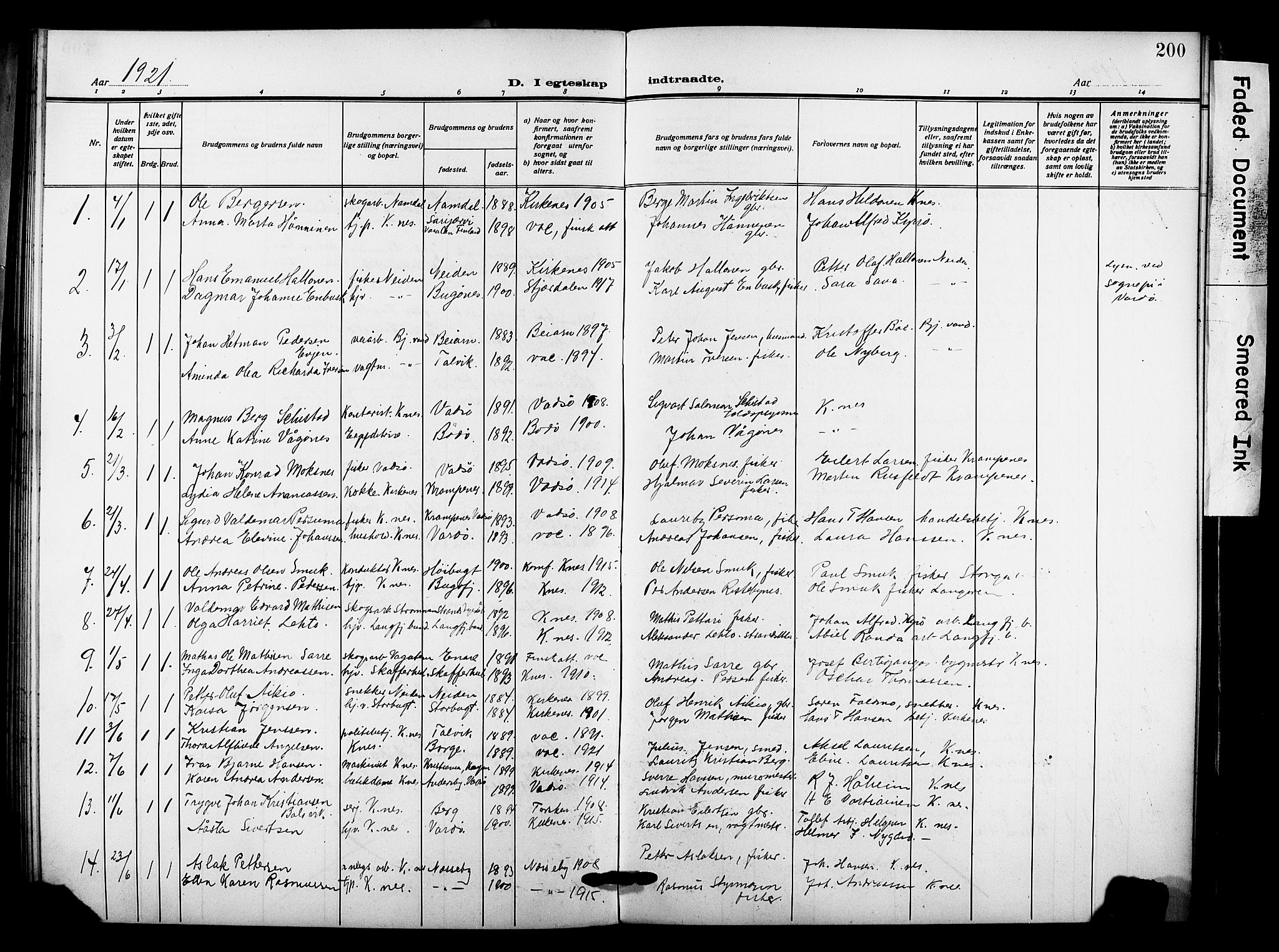 Sør-Varanger sokneprestkontor, AV/SATØ-S-1331/H/Hb/L0005klokker: Parish register (copy) no. 5, 1919-1927, p. 200