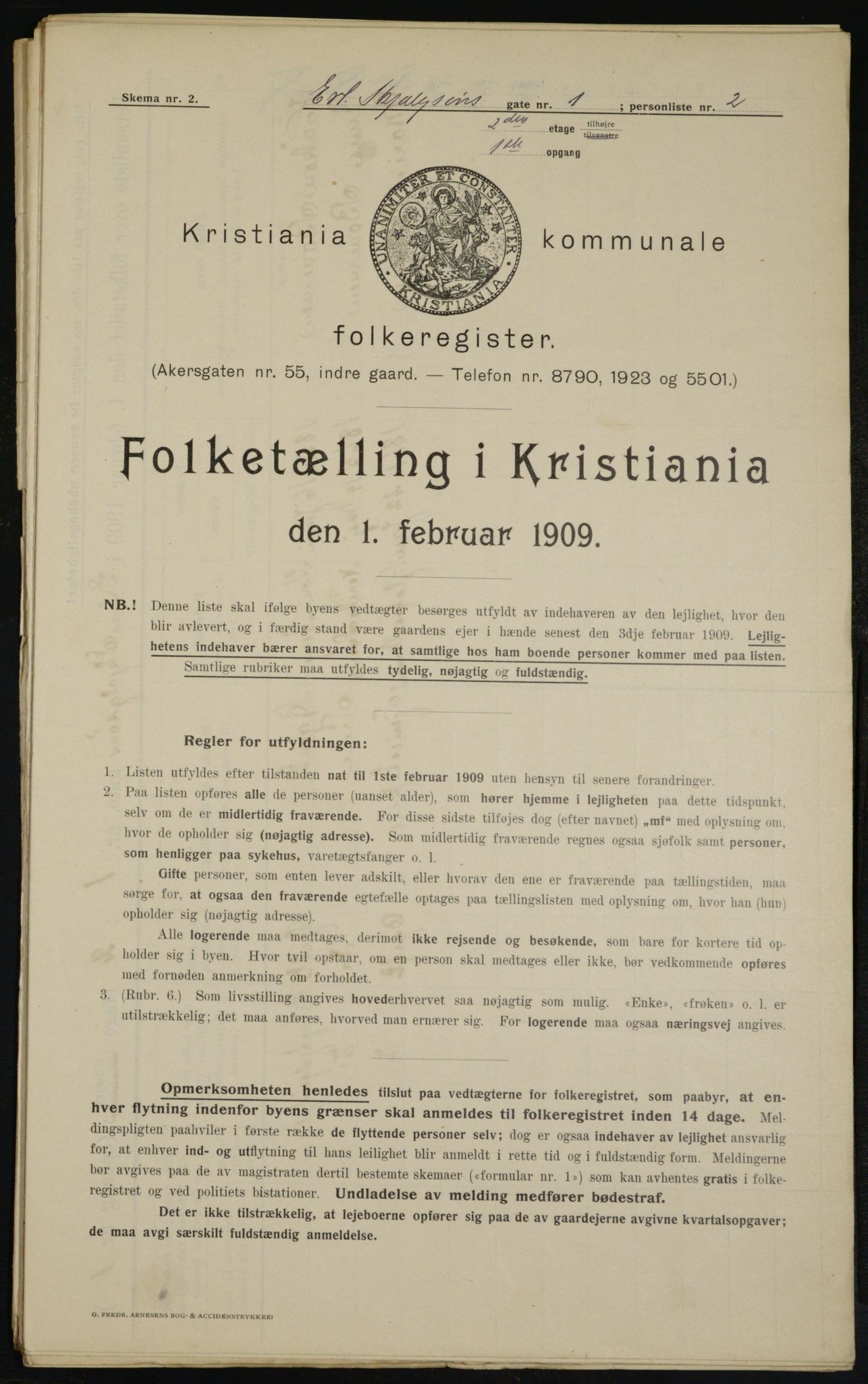 OBA, Municipal Census 1909 for Kristiania, 1909, p. 19867