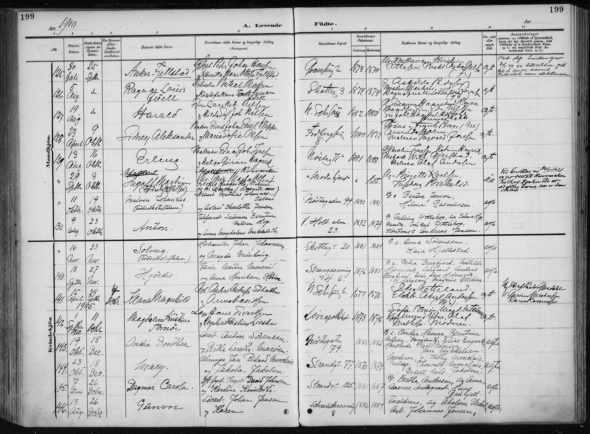 Nykirken Sokneprestembete, SAB/A-77101/H/Haa/L0019: Parish register (official) no. B 7, 1904-1916, p. 199