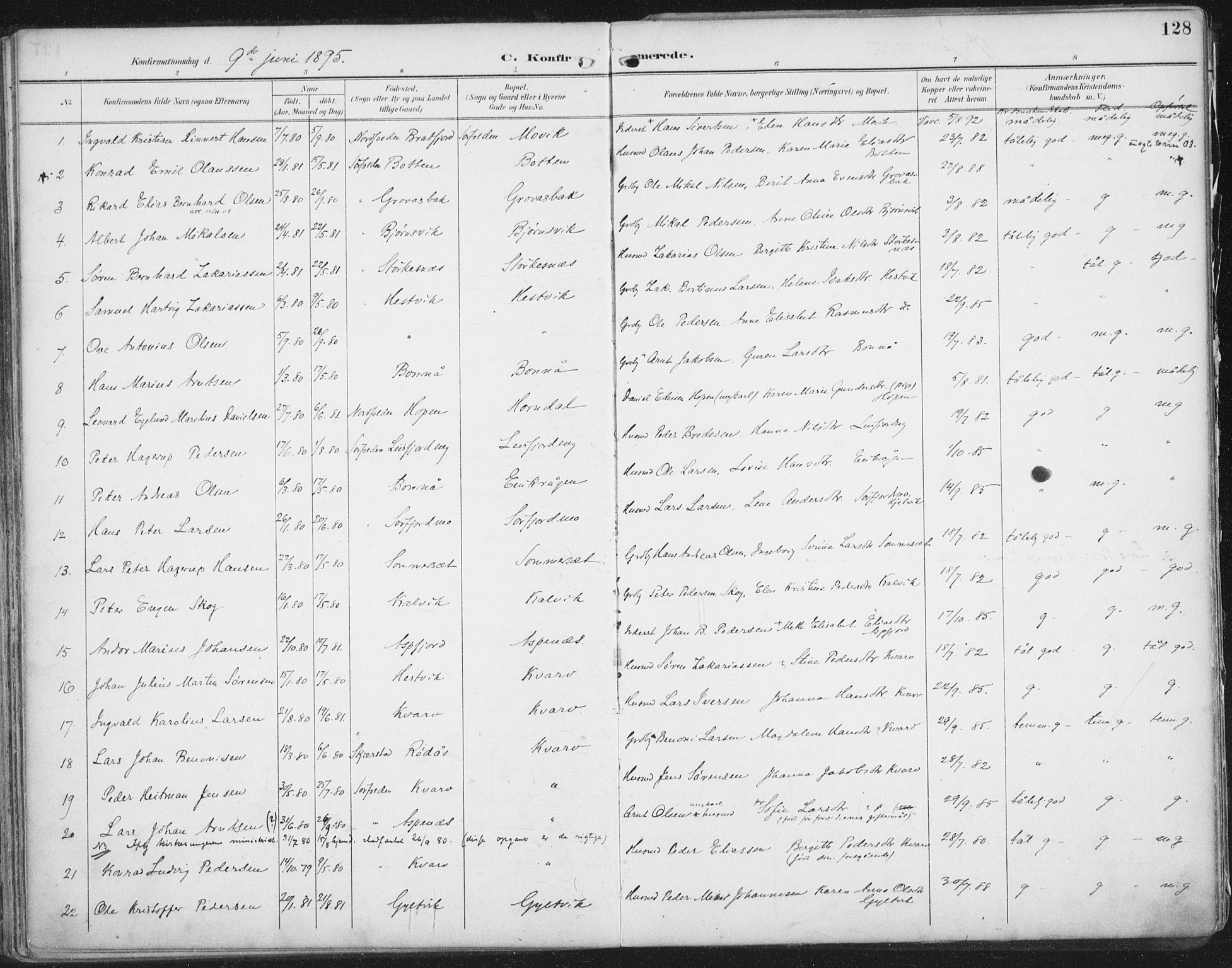 Ministerialprotokoller, klokkerbøker og fødselsregistre - Nordland, SAT/A-1459/854/L0779: Parish register (official) no. 854A02, 1892-1909, p. 128