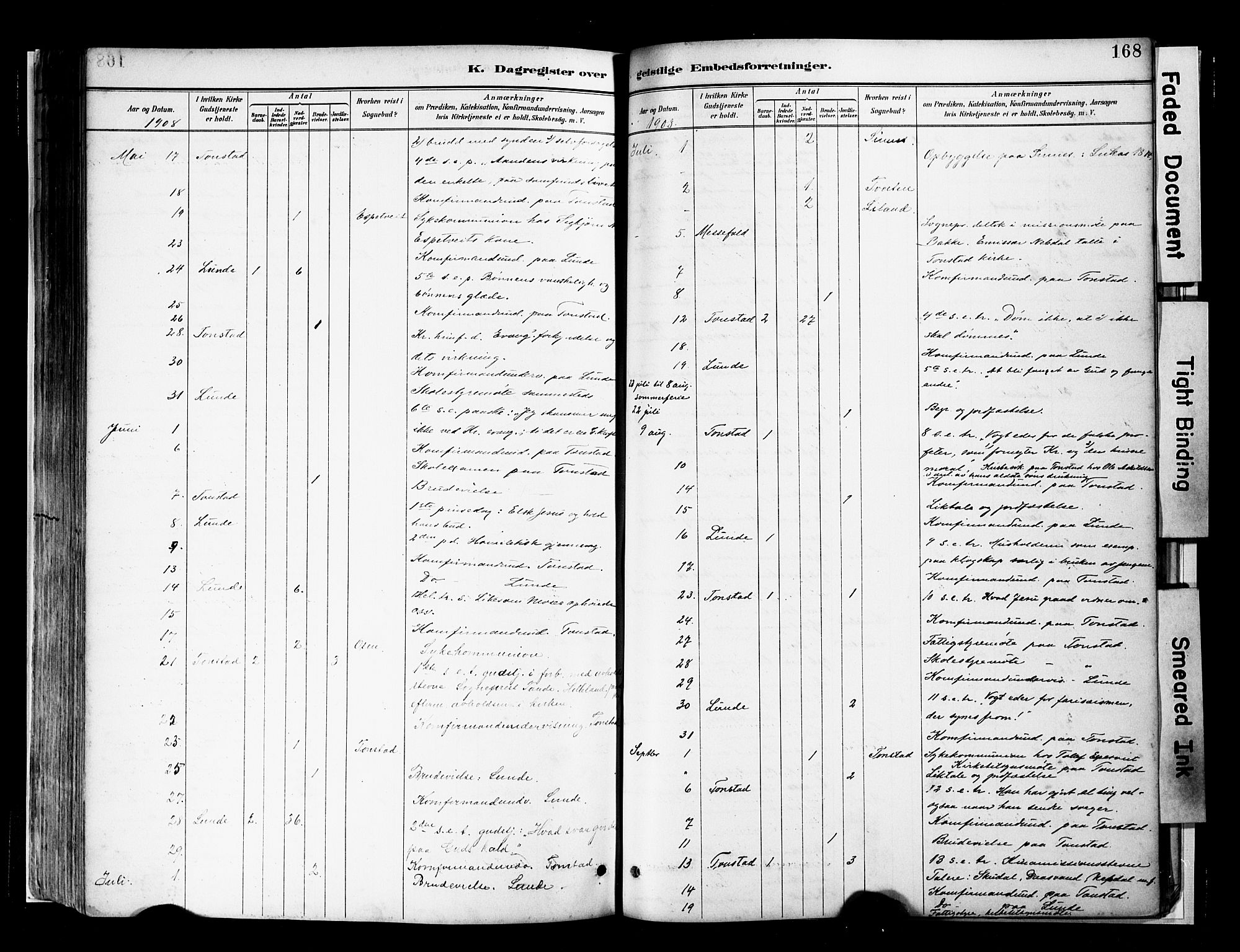 Sirdal sokneprestkontor, SAK/1111-0036/F/Fa/Faa/L0001: Parish register (official) no. A 1, 1887-1910, p. 168