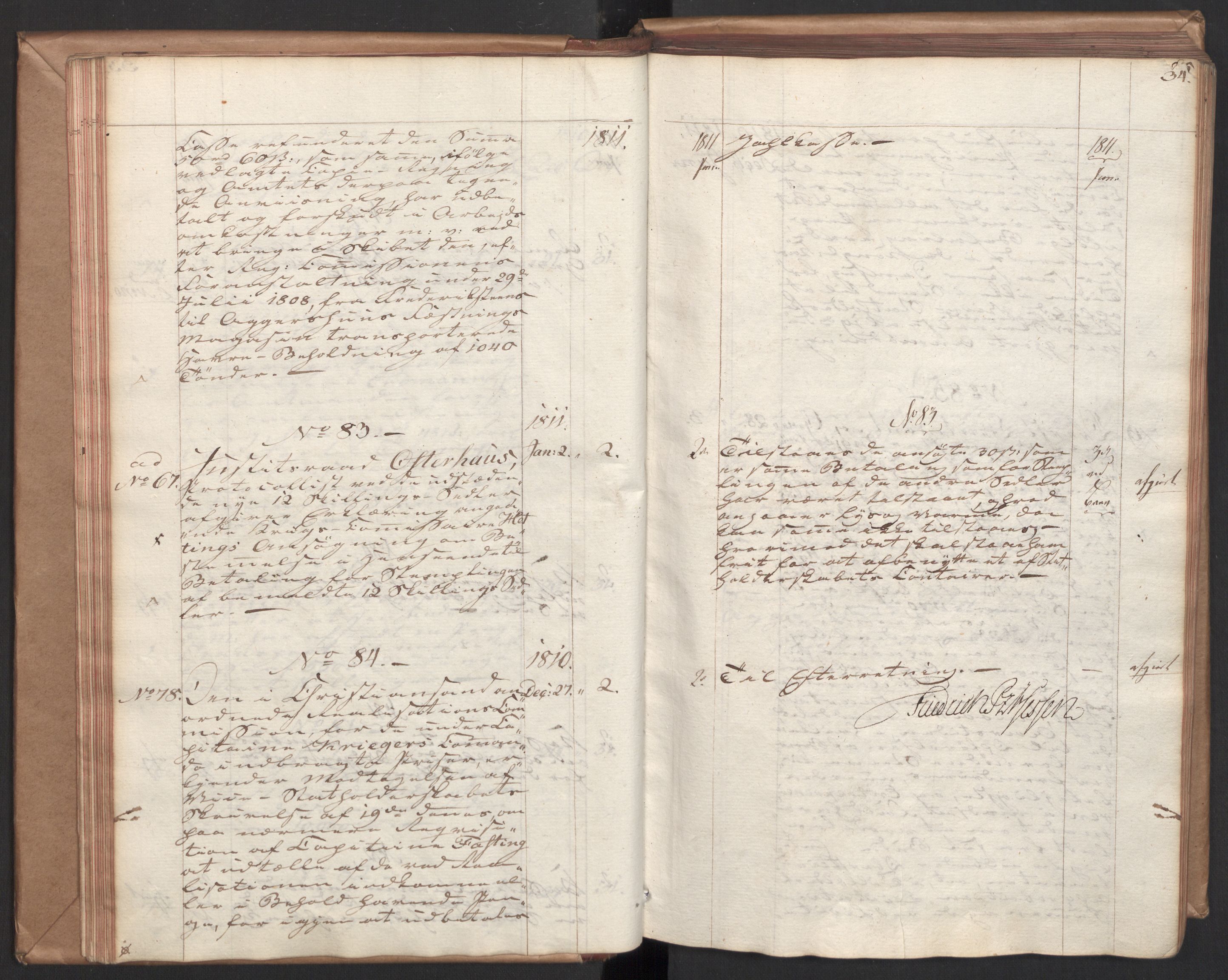 Stattholderembetet 1810-1814, 2. kontor (Kontor B), AV/RA-EA-5432/Ab/L0001: Referatprotokoll,  j.nr. 1-290,  l.nr. 1-347, 1810-1811, p. 33b-34a