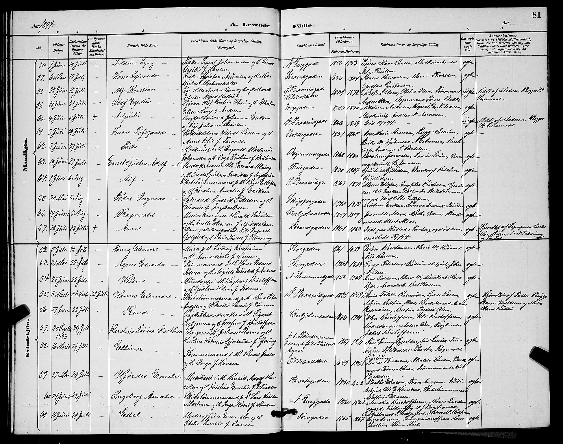 Horten kirkebøker, AV/SAKO-A-348/G/Ga/L0005: Parish register (copy) no. 5, 1888-1895, p. 81