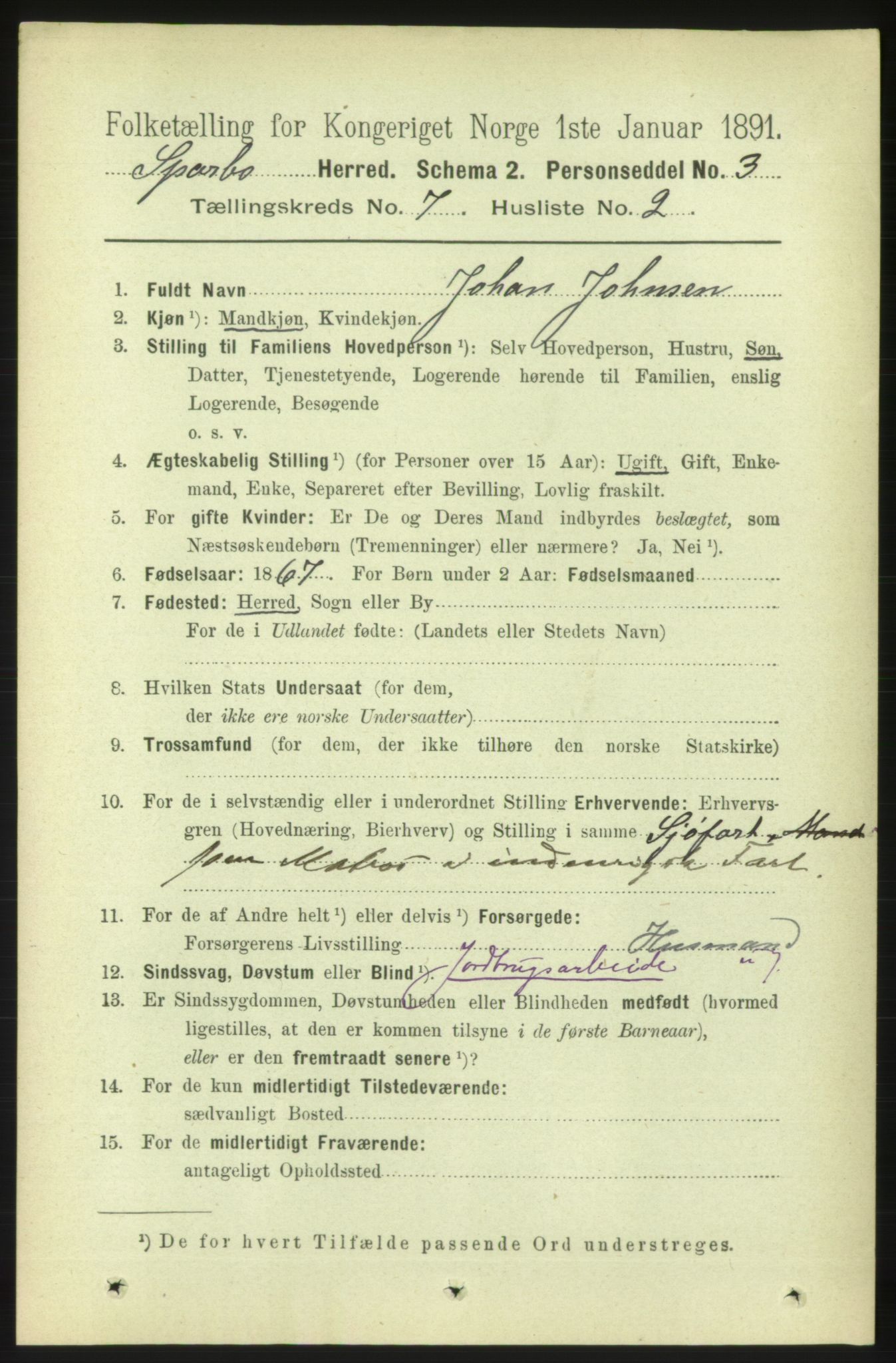 RA, 1891 census for 1731 Sparbu, 1891, p. 2411