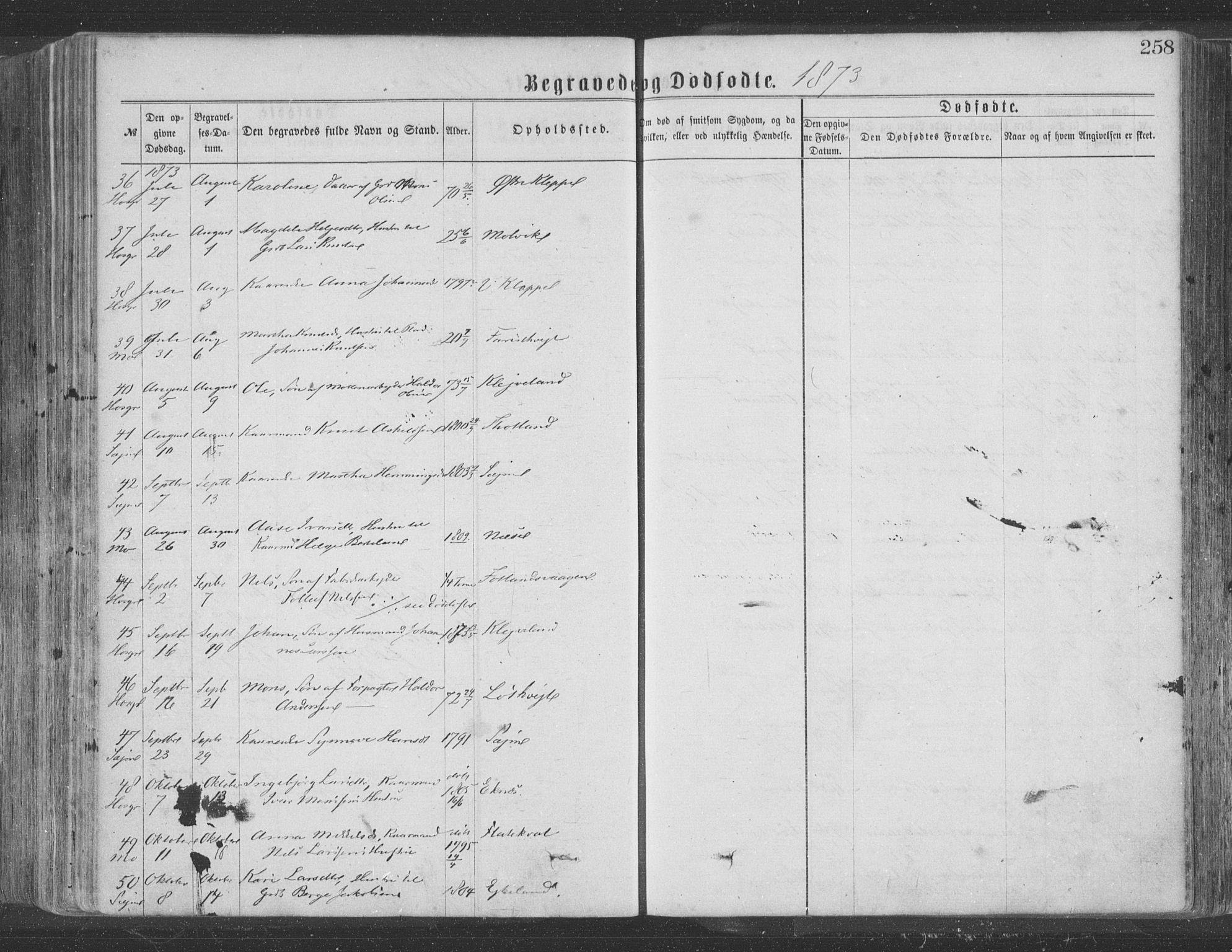 Hosanger sokneprestembete, SAB/A-75801/H/Haa: Parish register (official) no. A 9, 1864-1876, p. 258