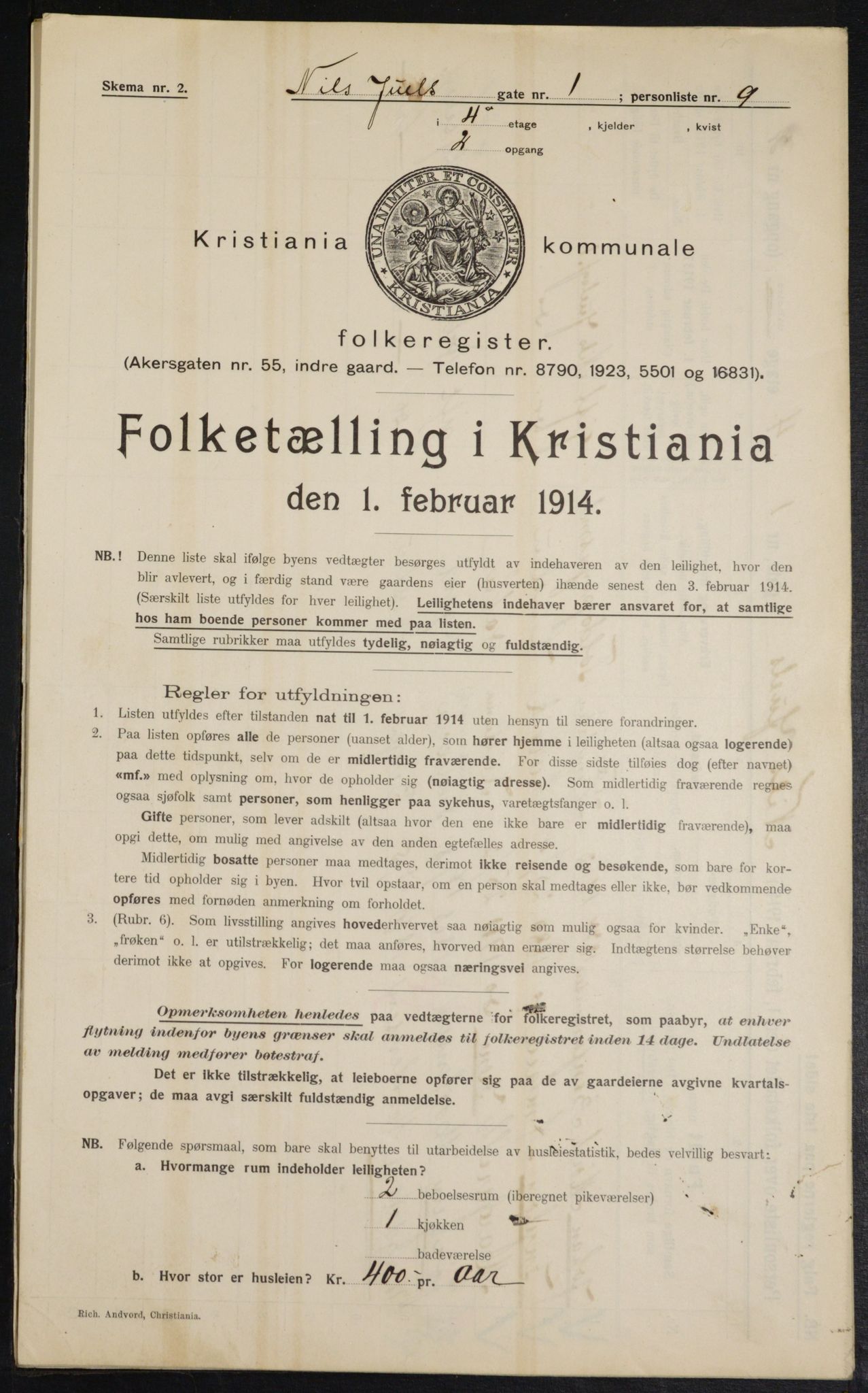 OBA, Municipal Census 1914 for Kristiania, 1914, p. 70121