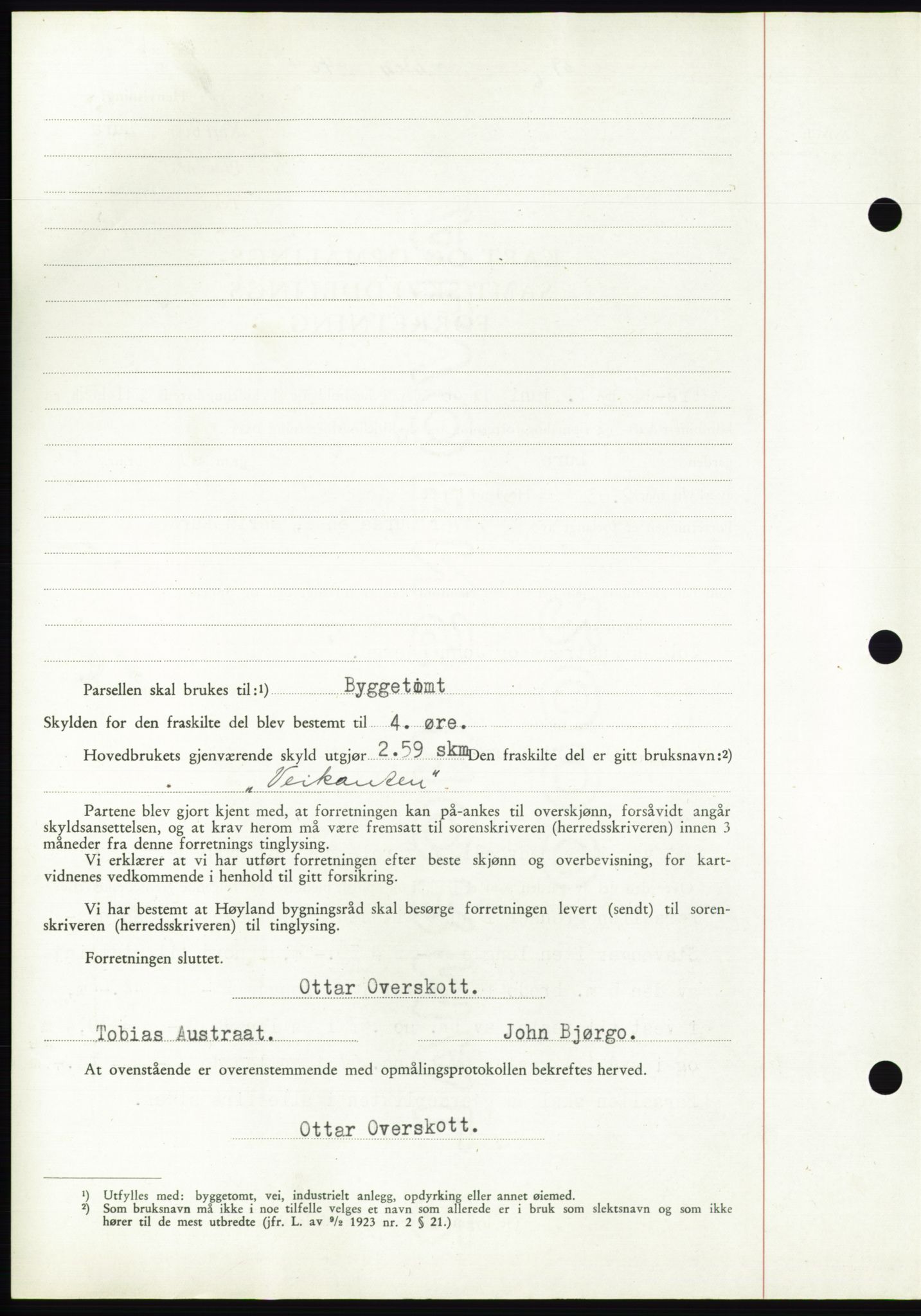 Jæren sorenskriveri, SAST/A-100310/03/G/Gba/L0090: Mortgage book, 1946-1946, Diary no: : 2302/1946