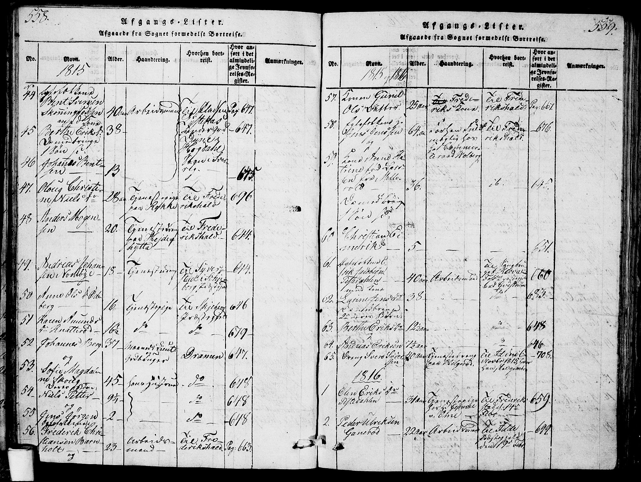 Berg prestekontor Kirkebøker, AV/SAO-A-10902/G/Ga/L0001: Parish register (copy) no. I 1, 1815-1832, p. 558-559