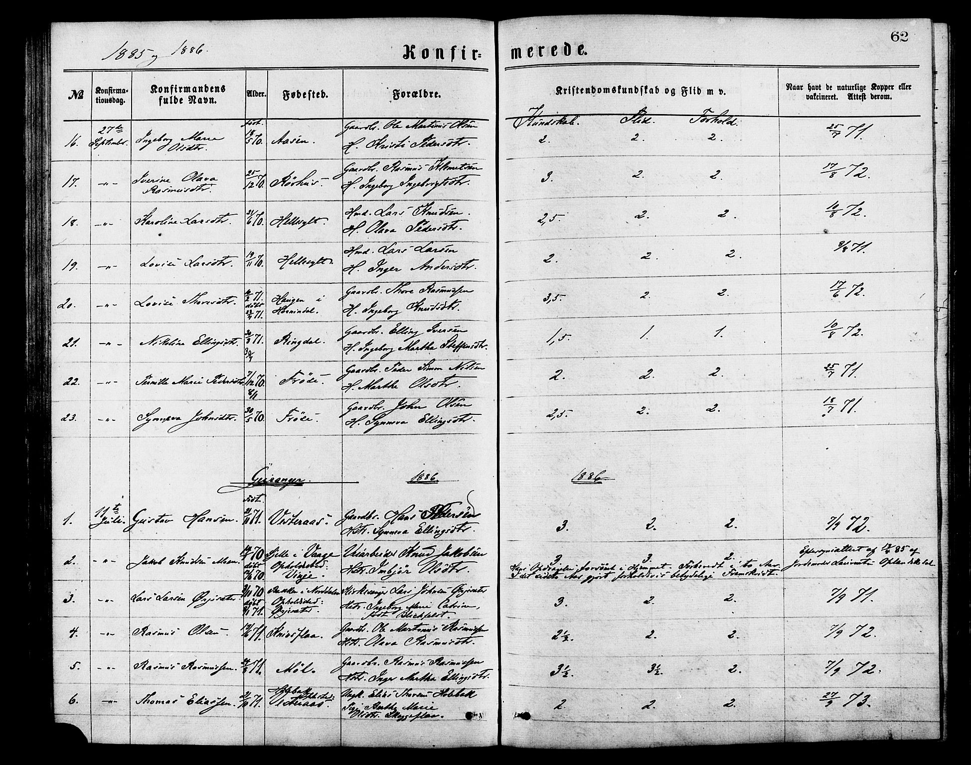 Ministerialprotokoller, klokkerbøker og fødselsregistre - Møre og Romsdal, SAT/A-1454/517/L0227: Parish register (official) no. 517A07, 1870-1886, p. 62