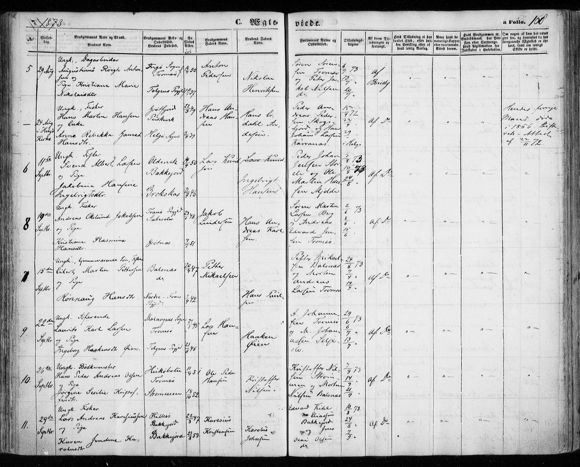 Tromsøysund sokneprestkontor, SATØ/S-1304/G/Ga/L0002kirke: Parish register (official) no. 2, 1867-1875, p. 168