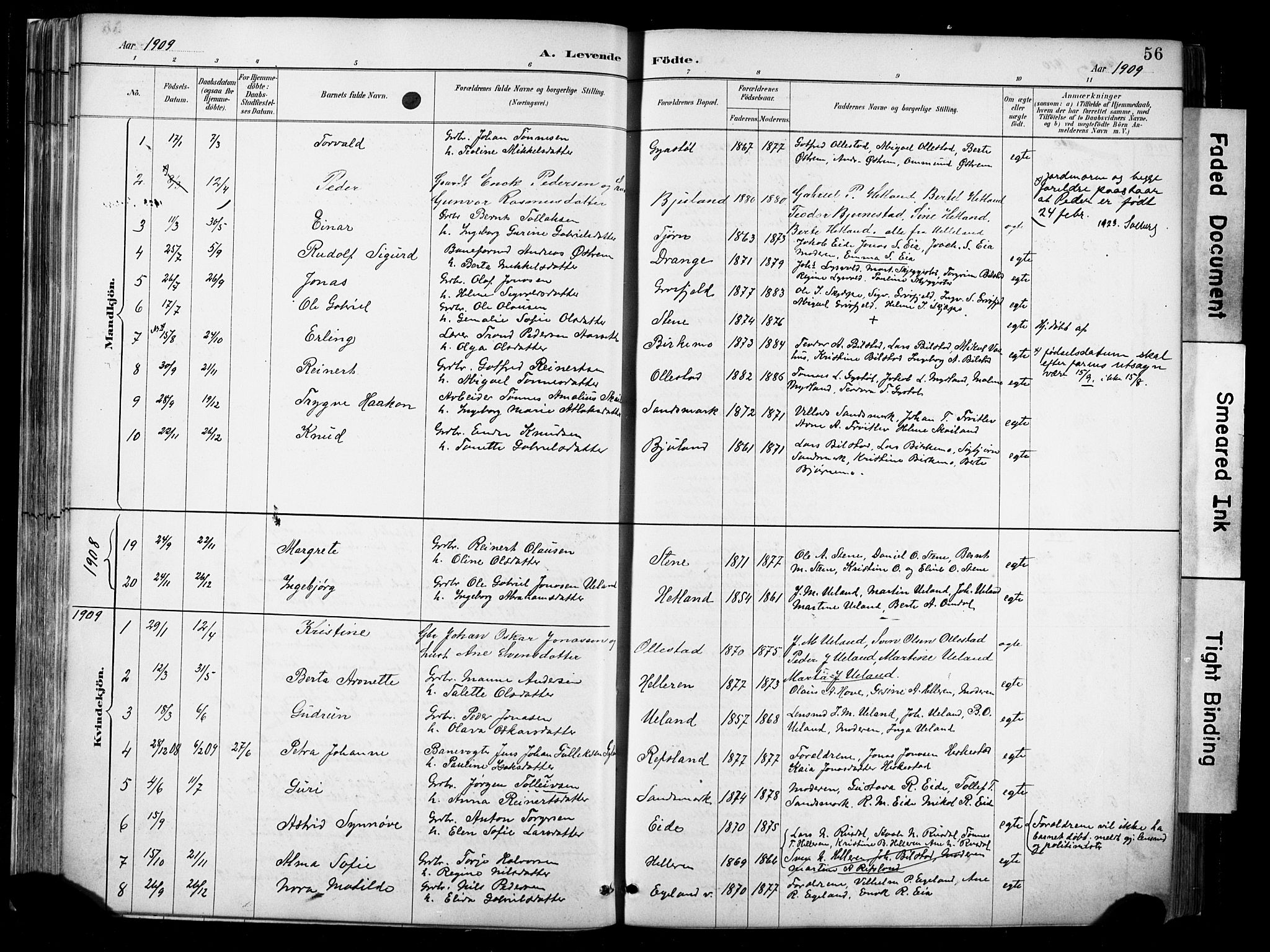 Lund sokneprestkontor, AV/SAST-A-101809/S06/L0012: Parish register (official) no. A 11, 1887-1921, p. 56