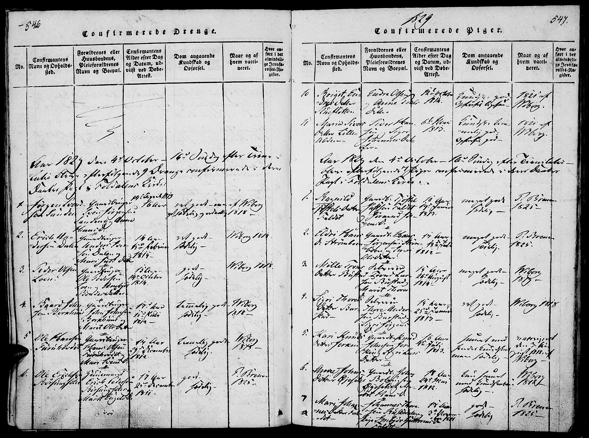 Lesja prestekontor, SAH/PREST-068/H/Ha/Haa/L0004: Parish register (official) no. 4, 1820-1829, p. 546-547