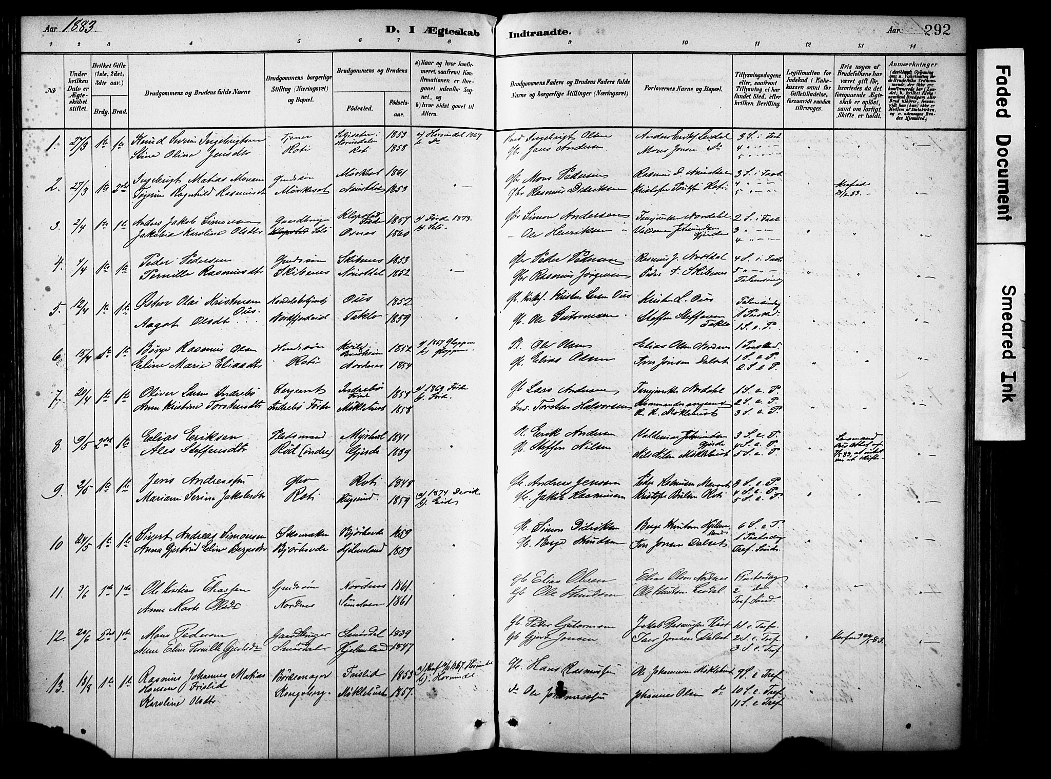 Eid sokneprestembete, AV/SAB-A-82301/H/Haa/Haab/L0001: Parish register (official) no. B 1, 1879-1906, p. 292