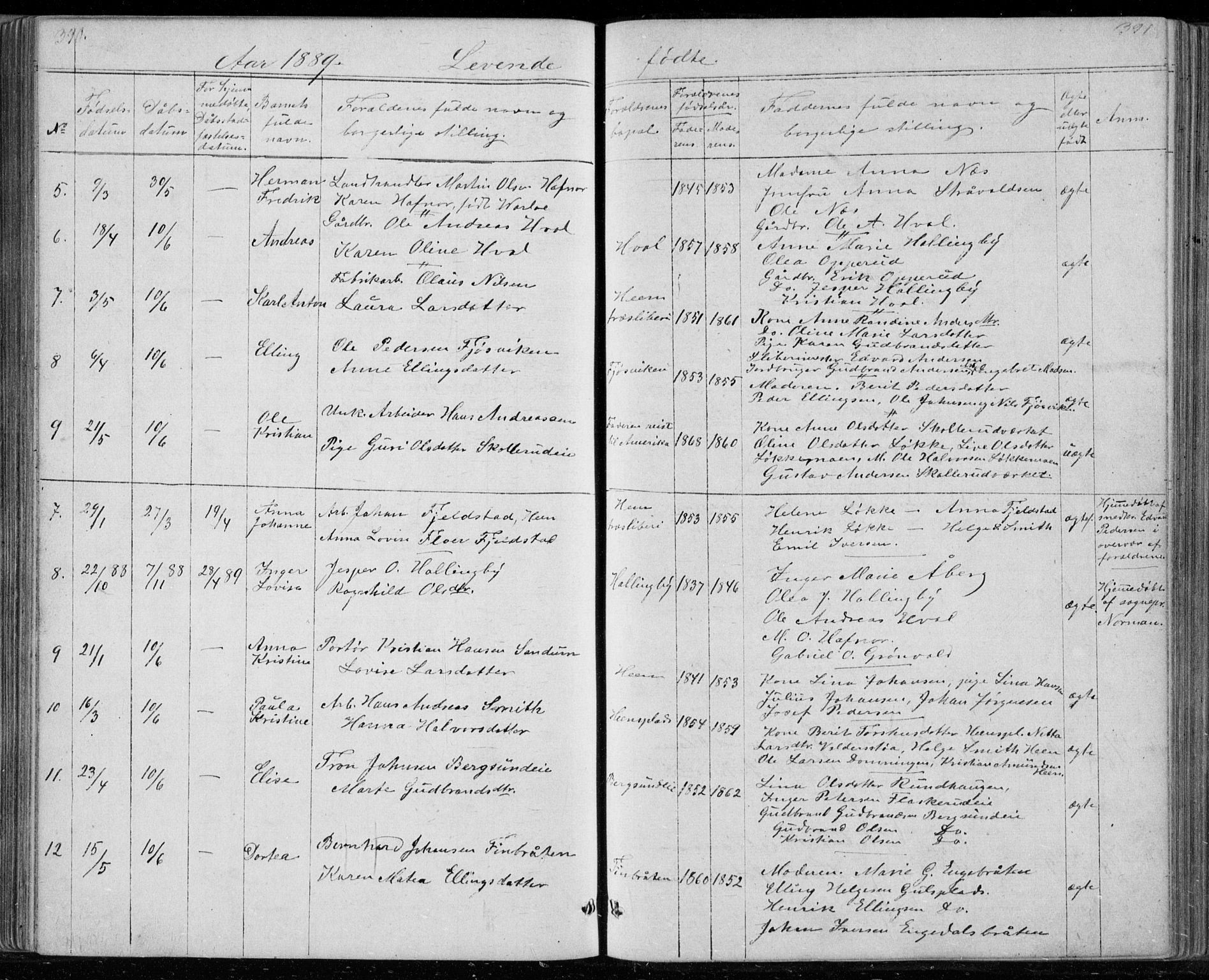 Ådal kirkebøker, AV/SAKO-A-248/G/Gc/L0001: Parish register (copy) no. III 1, 1862-1898, p. 390-391