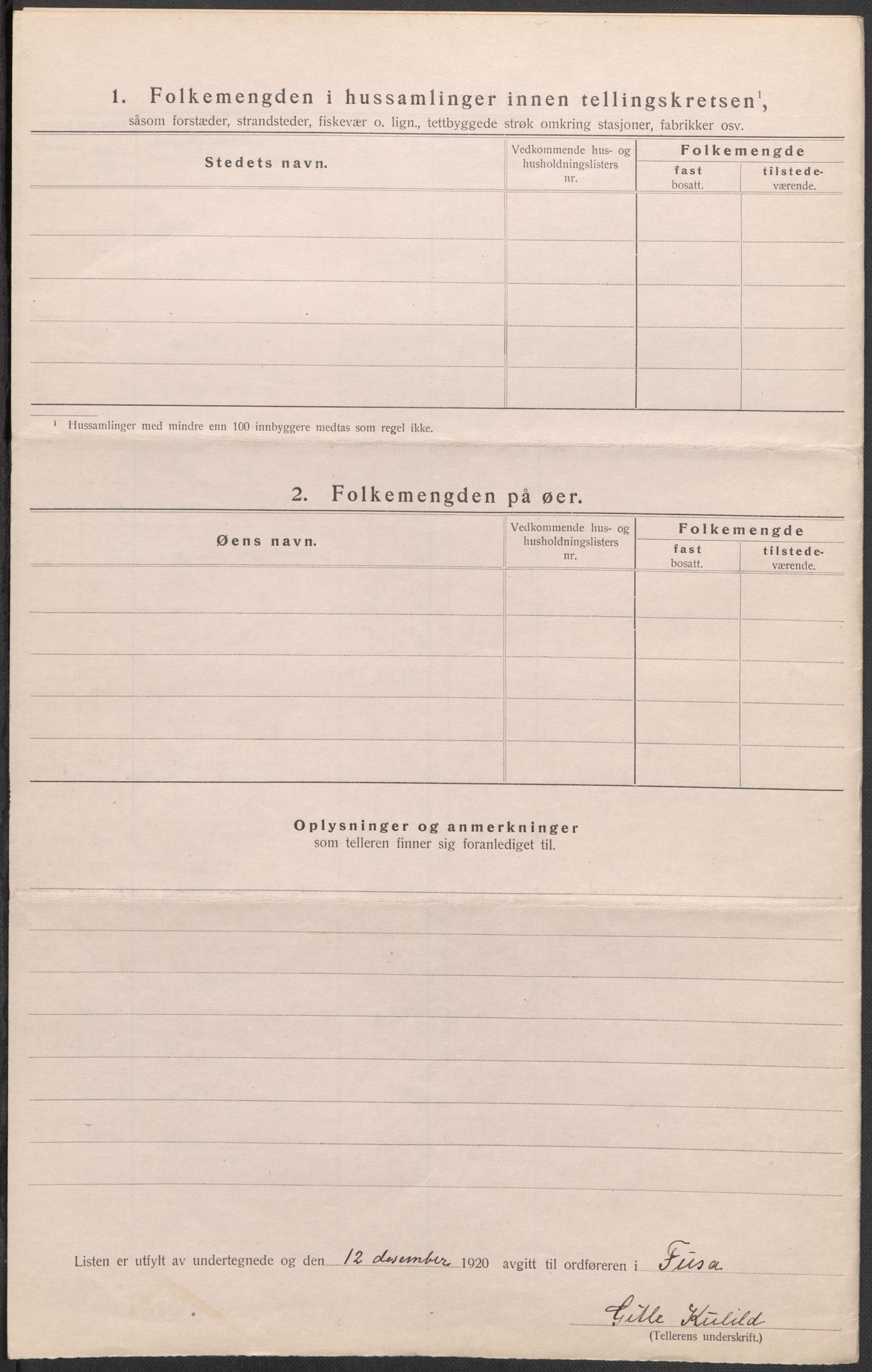 SAB, 1920 census for Fusa, 1920, p. 6