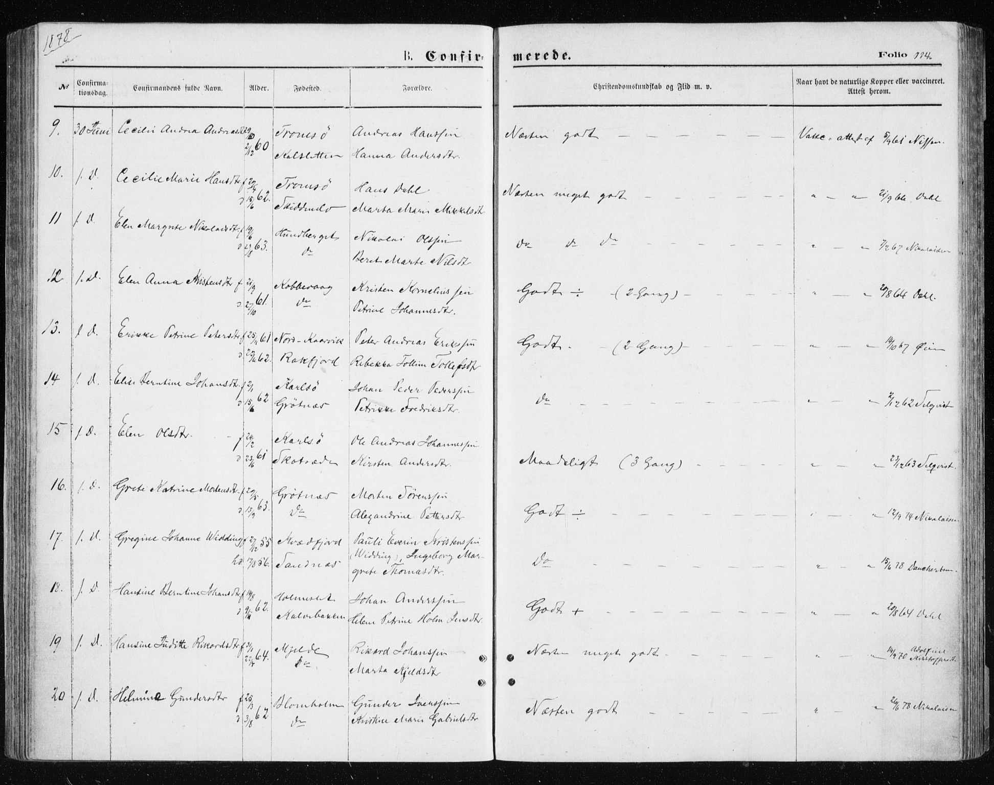 Tromsøysund sokneprestkontor, SATØ/S-1304/G/Ga/L0003kirke: Parish register (official) no. 3, 1875-1880, p. 114