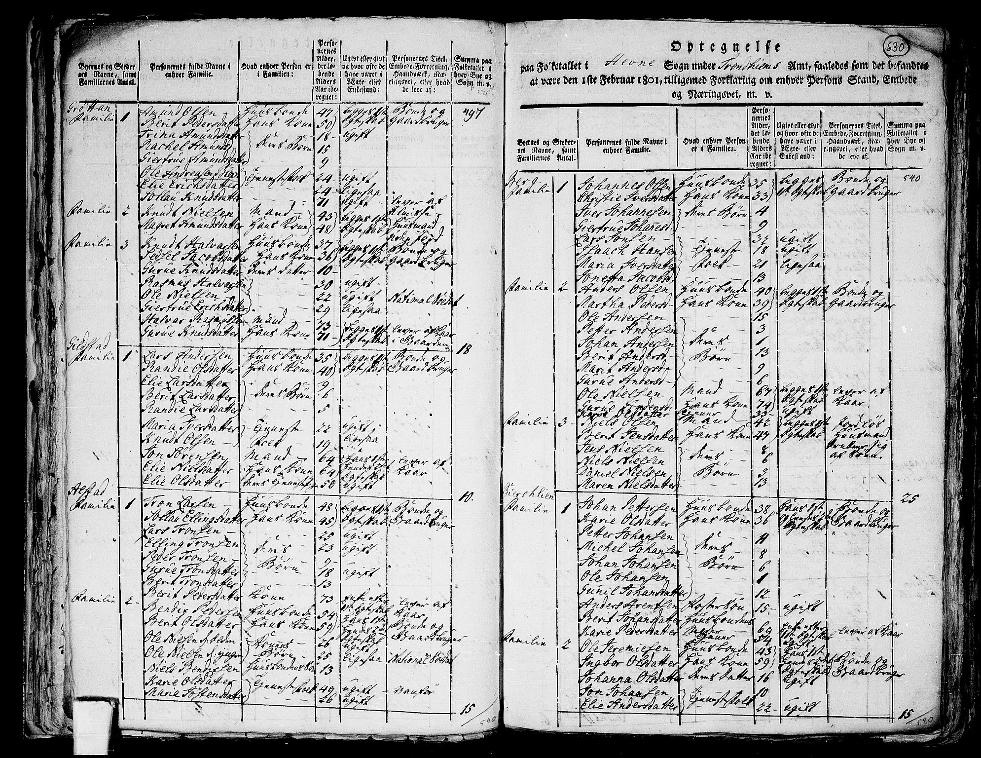 RA, 1801 census for 1612P Hemne, 1801, p. 629b-630a