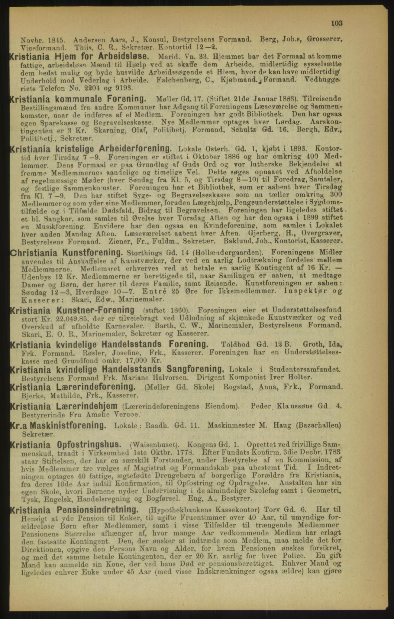 Kristiania/Oslo adressebok, PUBL/-, 1900, p. 103