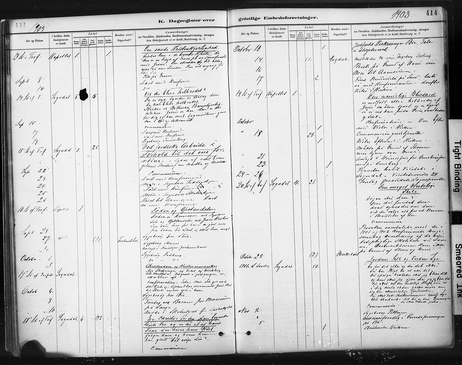 Sokndal sokneprestkontor, AV/SAST-A-101808: Parish register (official) no. A 11.2, 1887-1905, p. 414