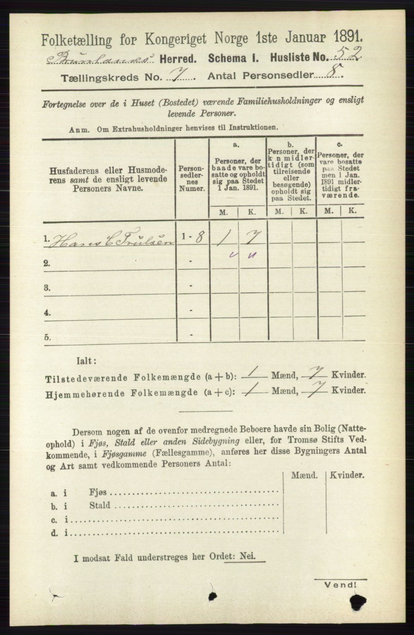 RA, 1891 census for 0726 Brunlanes, 1891, p. 2971