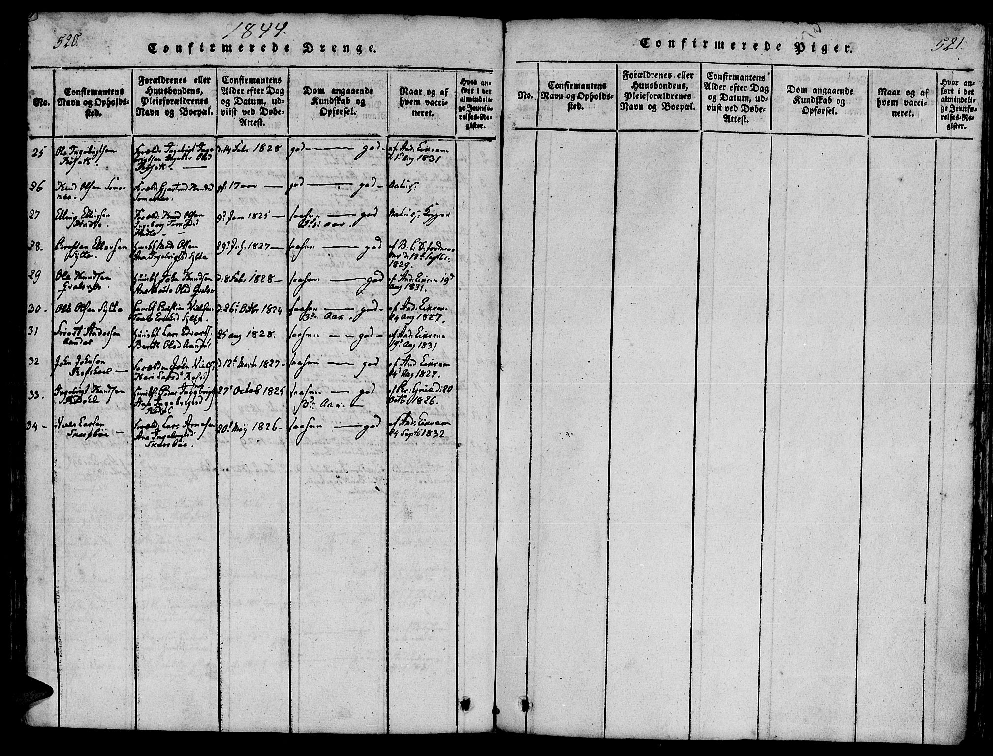 Ministerialprotokoller, klokkerbøker og fødselsregistre - Møre og Romsdal, AV/SAT-A-1454/565/L0747: Parish register (official) no. 565A01, 1817-1844, p. 520-521