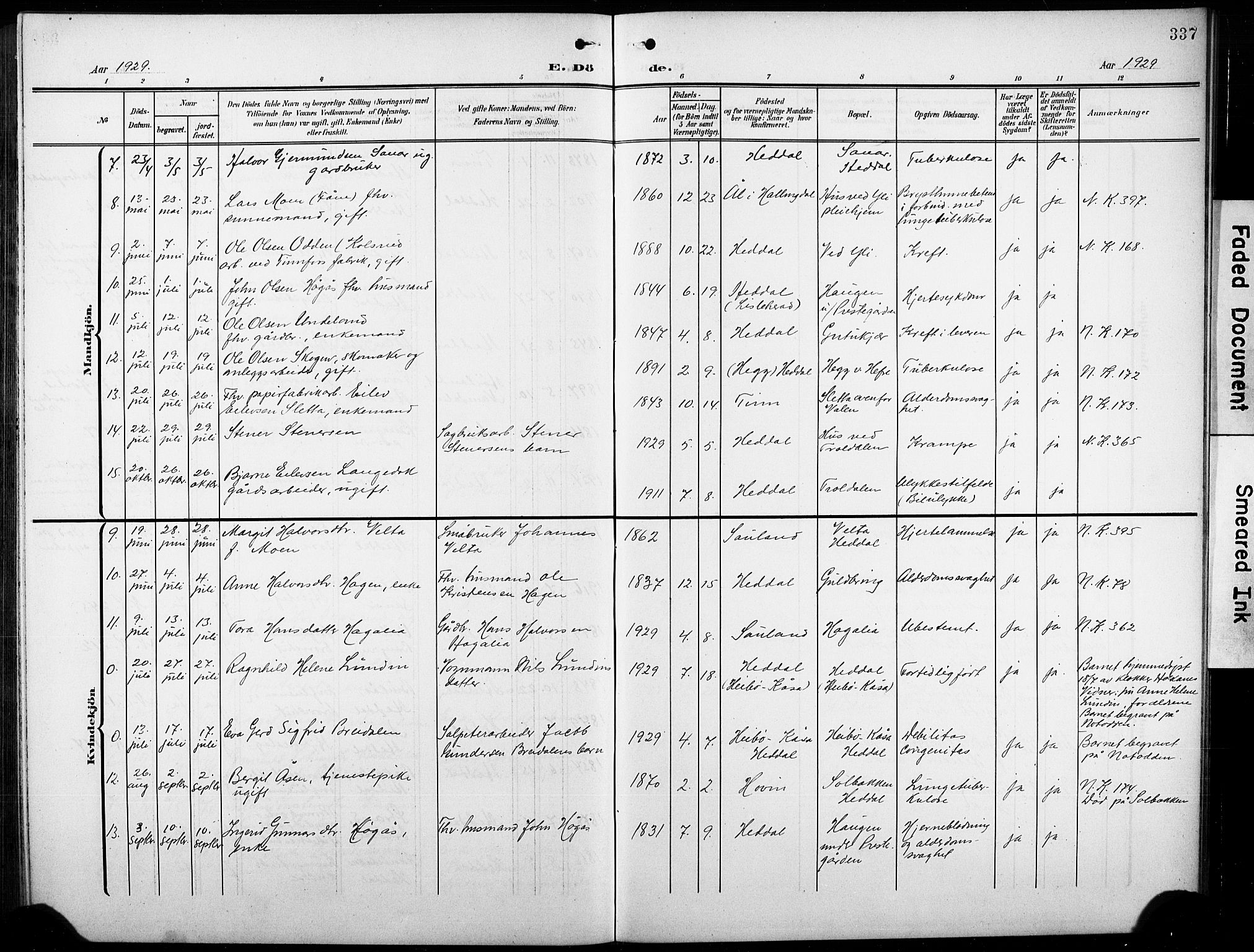 Heddal kirkebøker, AV/SAKO-A-268/G/Ga/L0003: Parish register (copy) no. I 3, 1908-1932, p. 337
