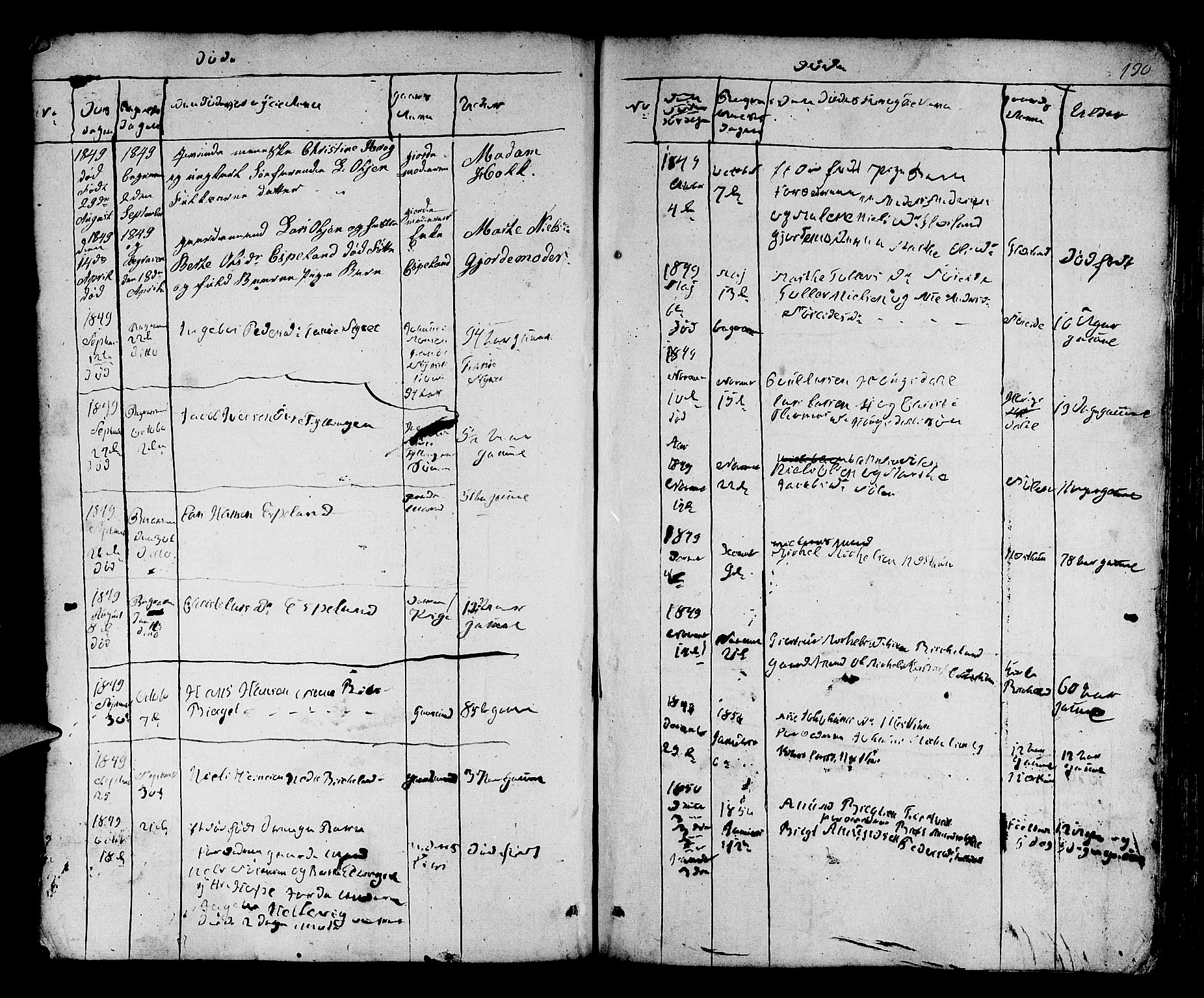 Fana Sokneprestembete, SAB/A-75101/H/Hab/Habb/L0001: Parish register (copy) no. B 1, 1837-1855, p. 190