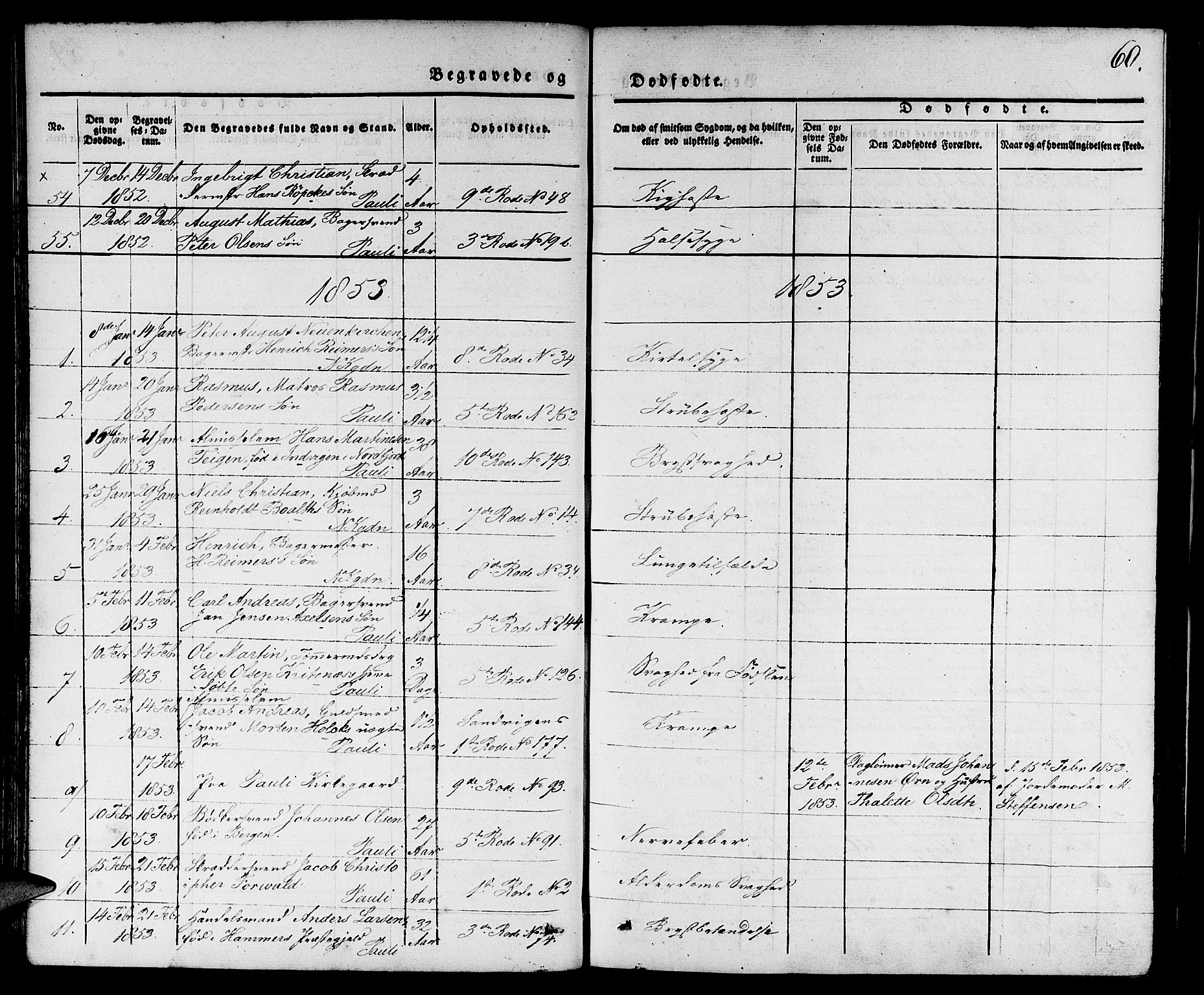 Nykirken Sokneprestembete, SAB/A-77101/H/Hab: Parish register (copy) no. E 1, 1840-1866, p. 60