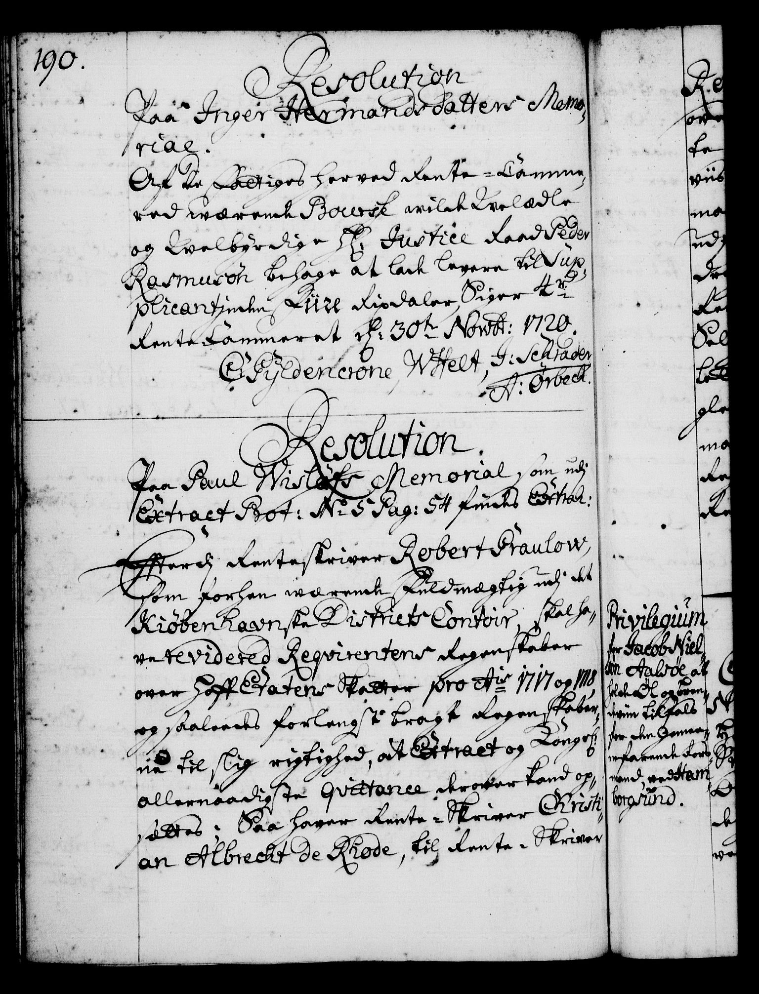 Rentekammeret, Kammerkanselliet, RA/EA-3111/G/Gg/Gga/L0001: Norsk ekspedisjonsprotokoll med register (merket RK 53.1), 1720-1723, p. 190