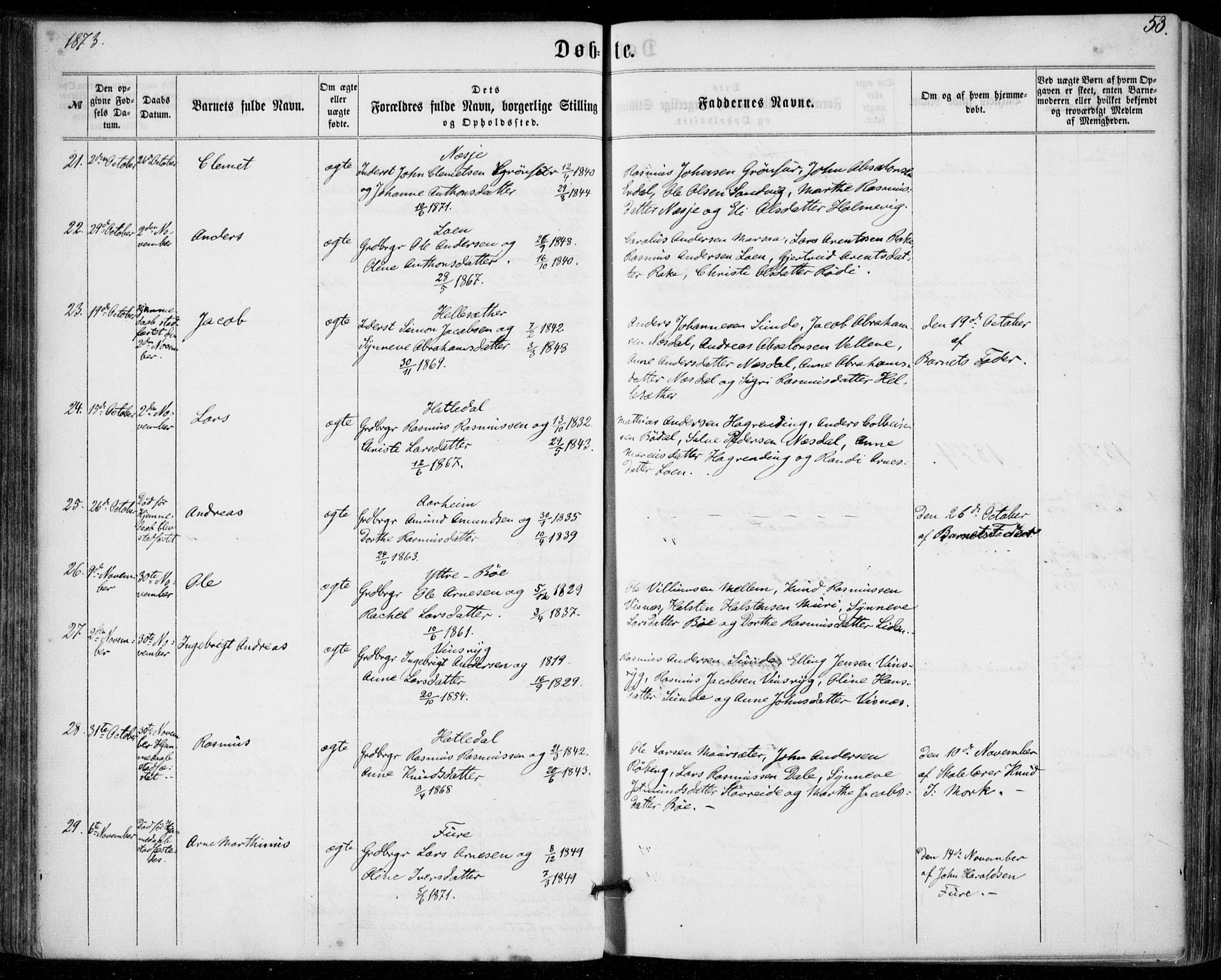 Stryn Sokneprestembete, SAB/A-82501: Parish register (official) no. A 3, 1862-1877, p. 53