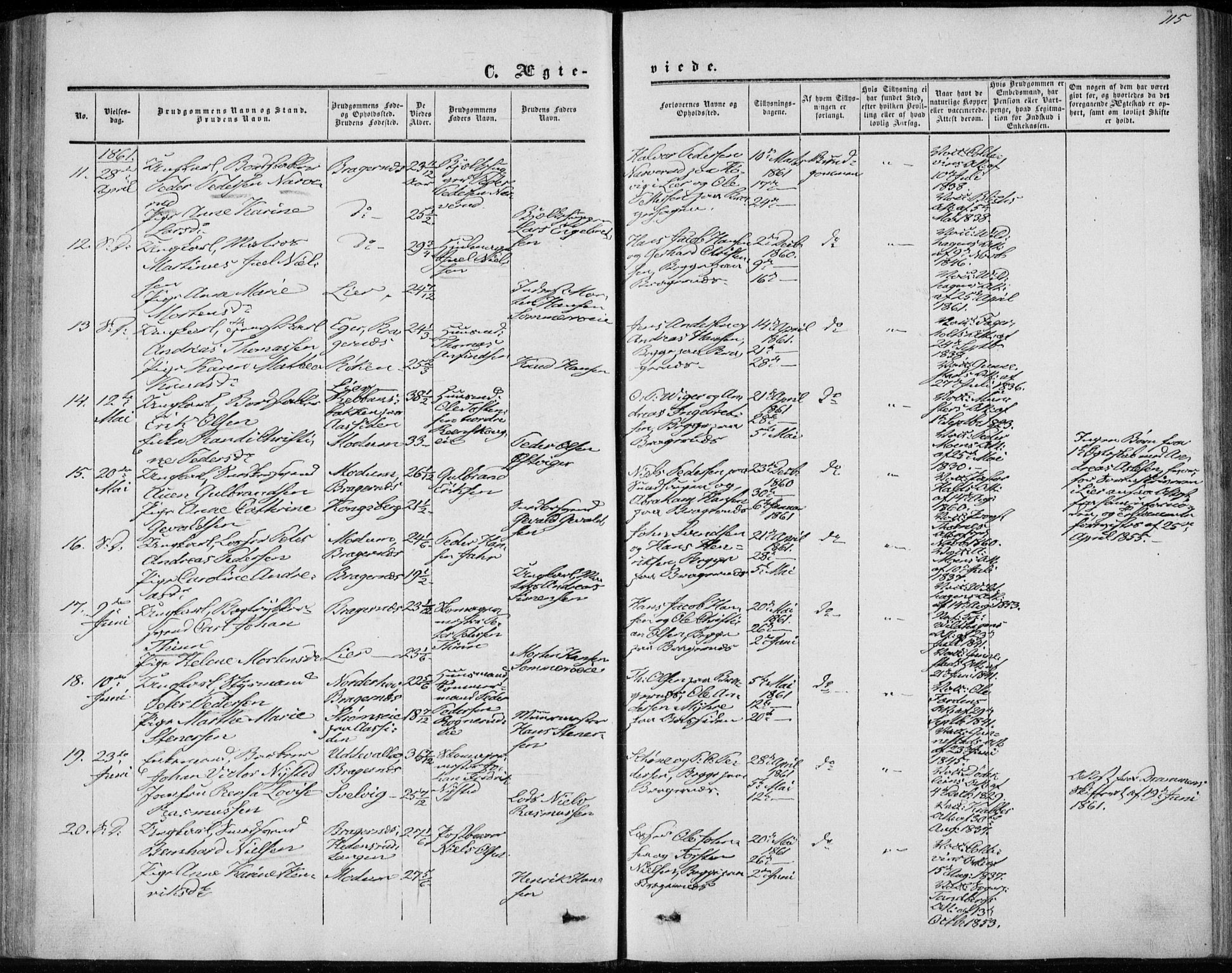 Bragernes kirkebøker, AV/SAKO-A-6/F/Fc/L0002: Parish register (official) no. III 2, 1854-1865, p. 115