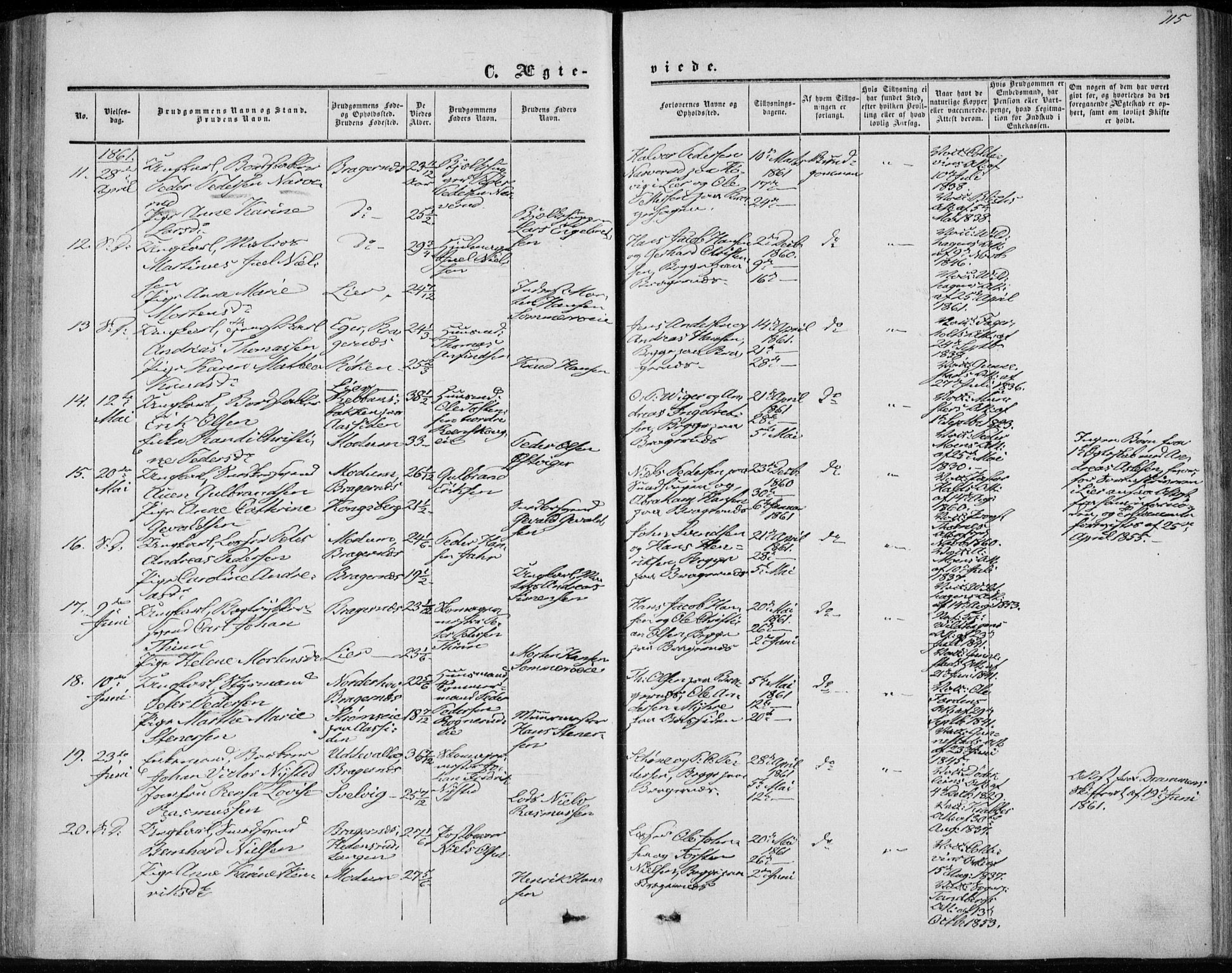 Bragernes kirkebøker, AV/SAKO-A-6/F/Fc/L0002: Parish register (official) no. III 2, 1854-1865, p. 115