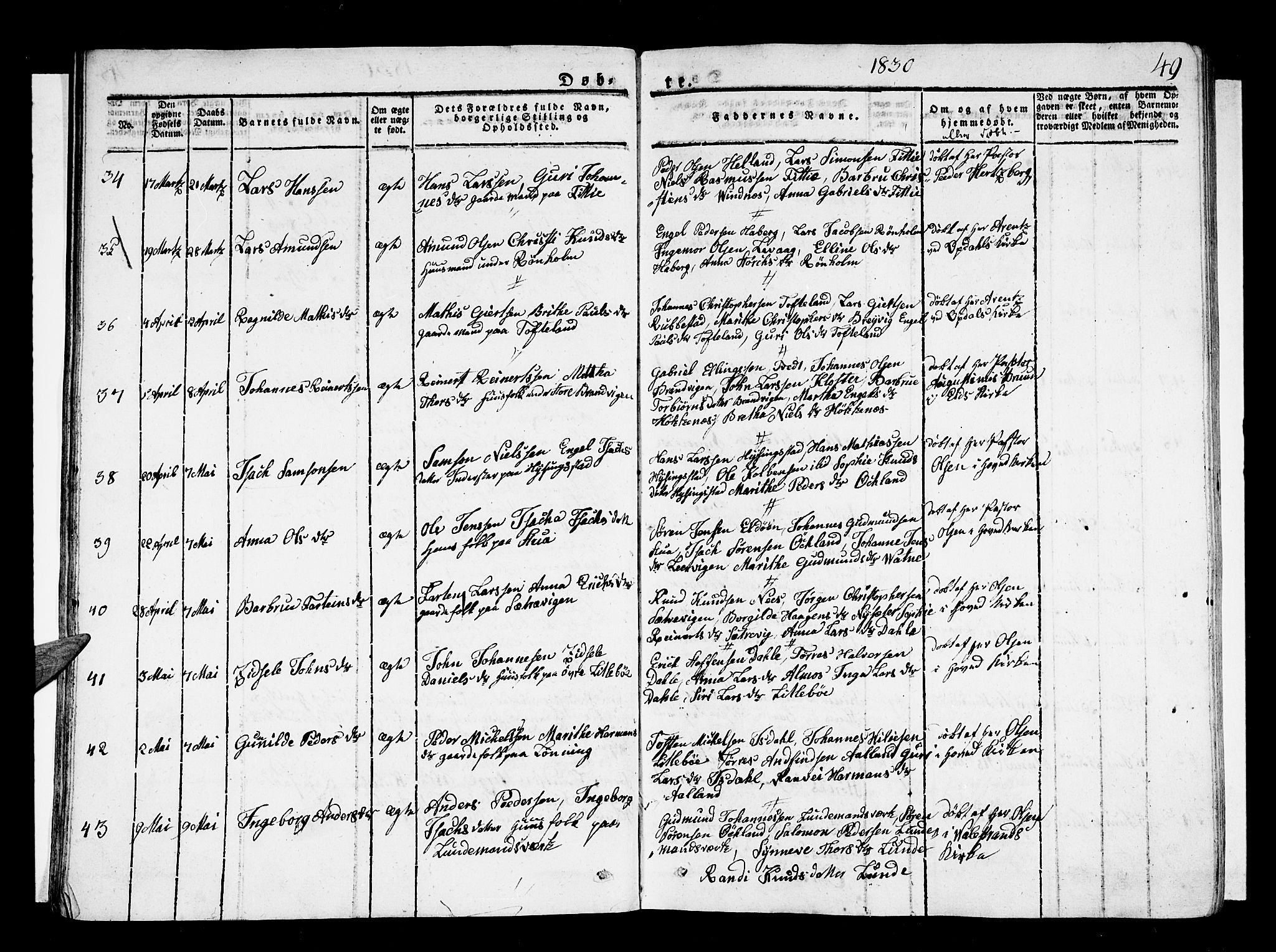 Stord sokneprestembete, AV/SAB-A-78201/H/Haa: Parish register (official) no. A 6, 1826-1840, p. 49