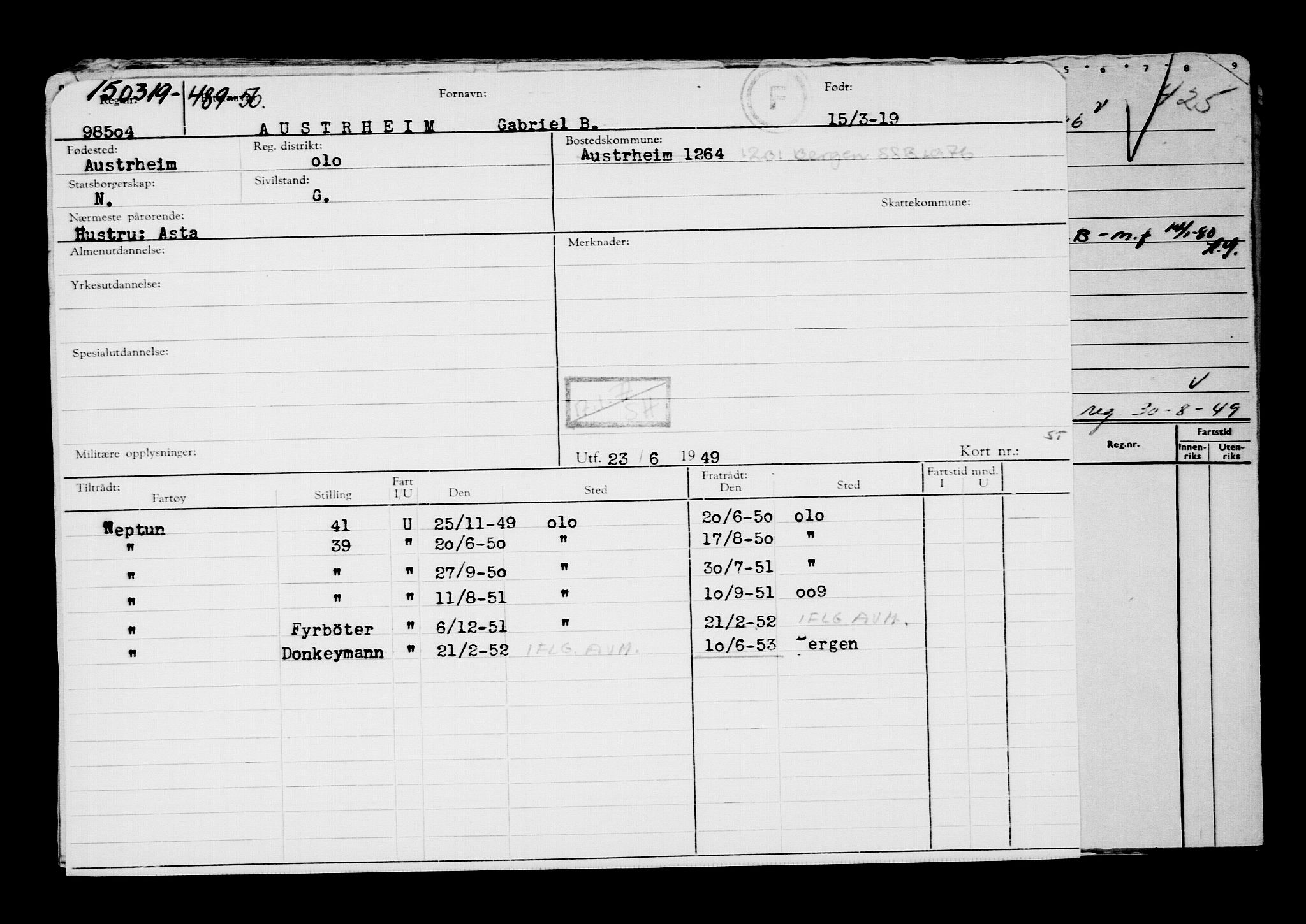 Direktoratet for sjømenn, AV/RA-S-3545/G/Gb/L0167: Hovedkort, 1919, p. 115