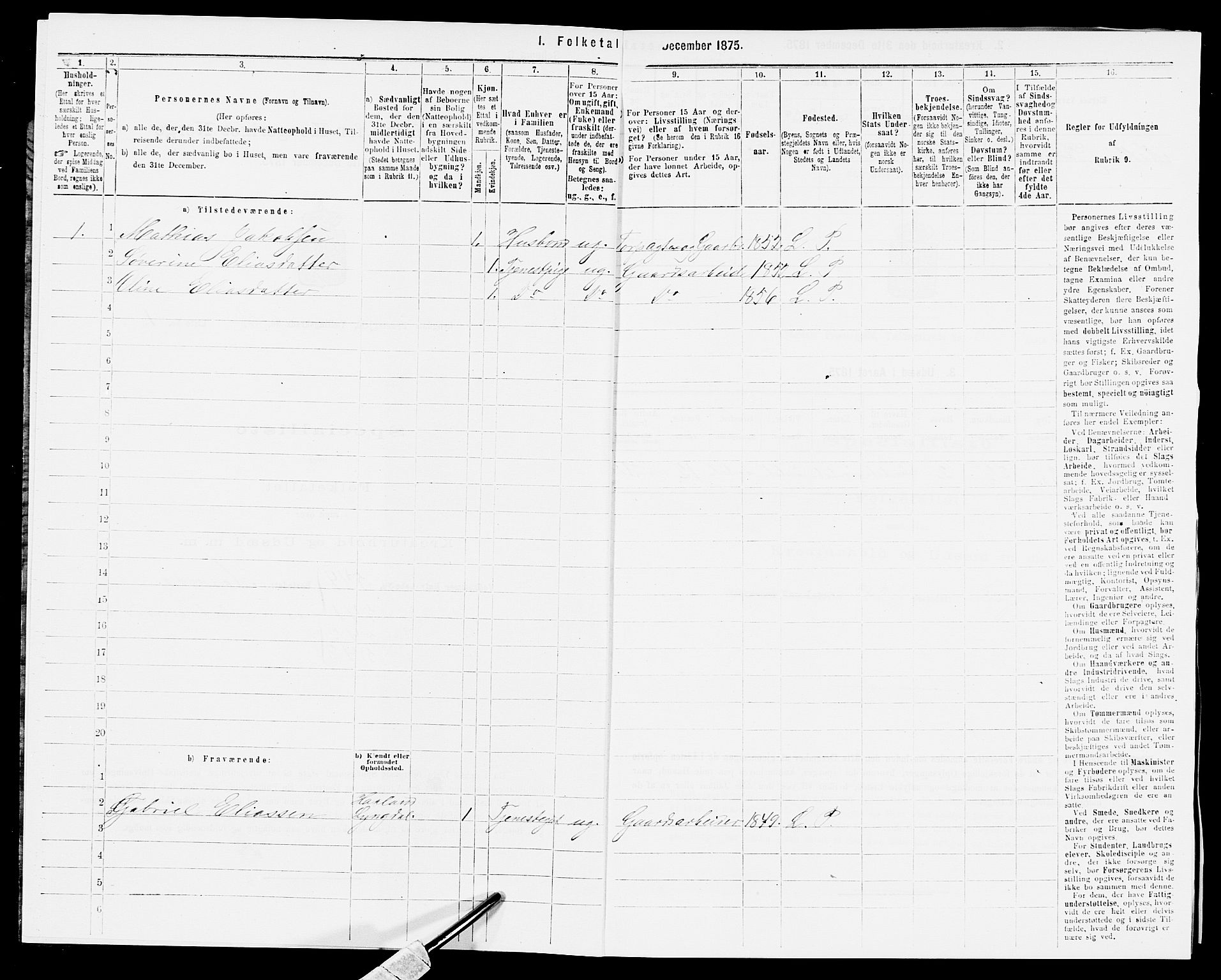 SAK, 1875 census for 1032P Lyngdal, 1875, p. 817