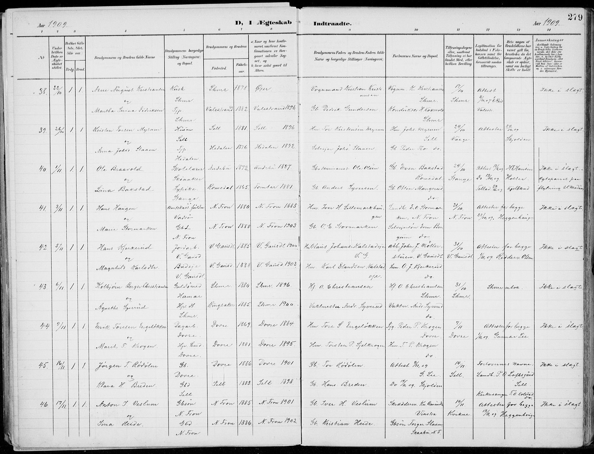 Lillehammer prestekontor, AV/SAH-PREST-088/H/Ha/Haa/L0001: Parish register (official) no. 1, 1901-1916, p. 279