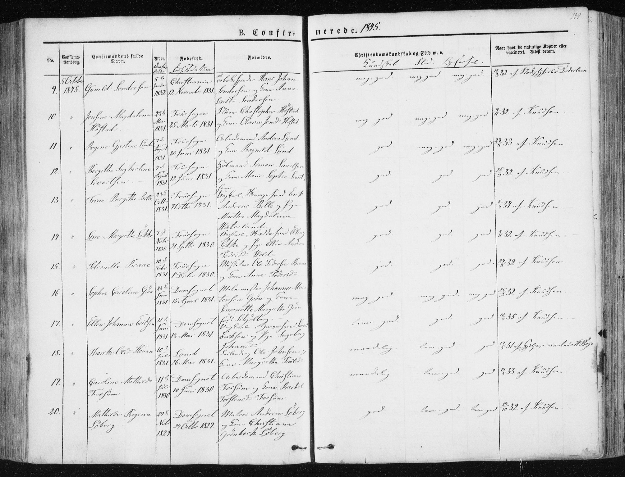 Ministerialprotokoller, klokkerbøker og fødselsregistre - Sør-Trøndelag, SAT/A-1456/602/L0110: Parish register (official) no. 602A08, 1840-1854, p. 155