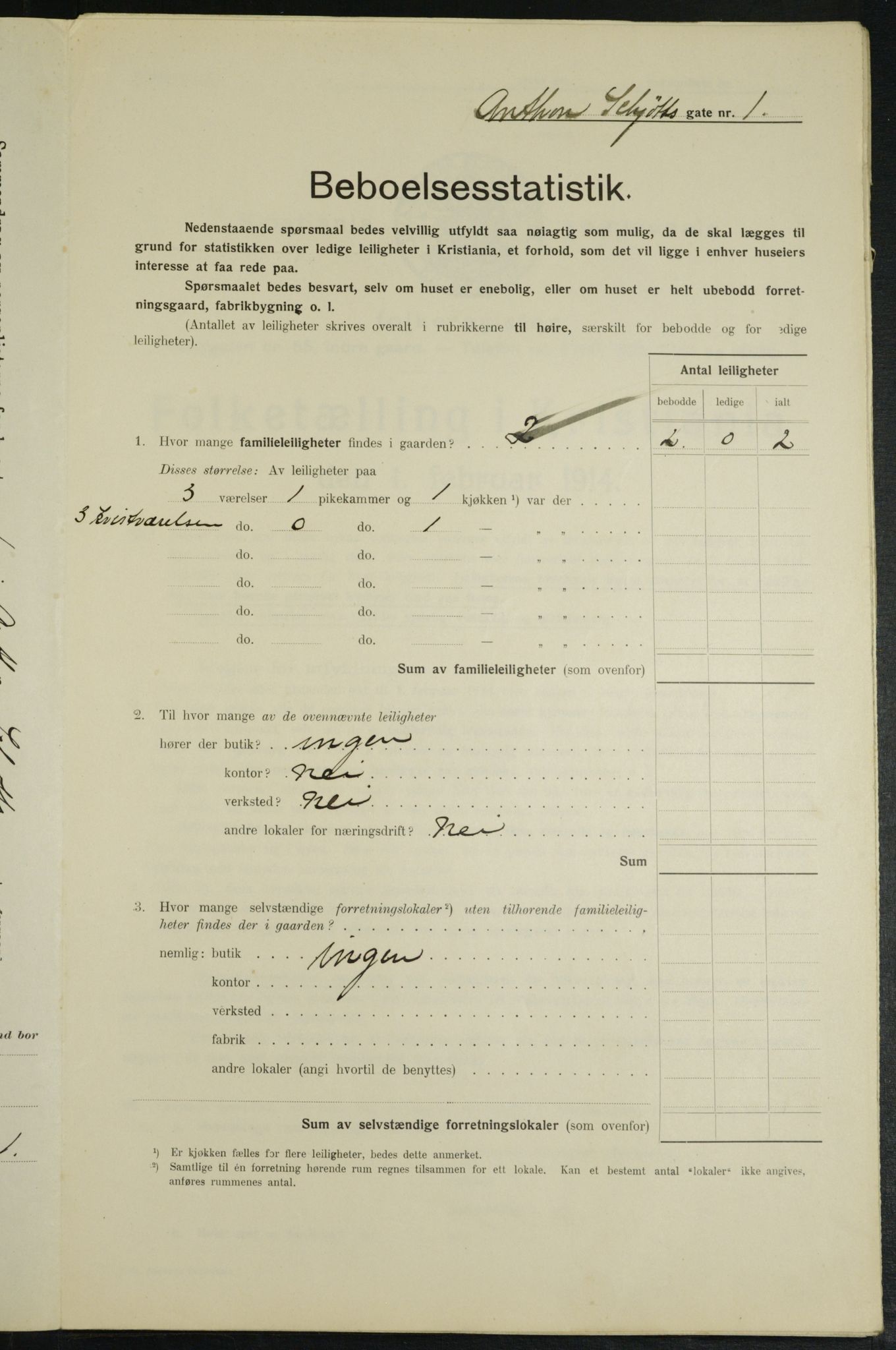 OBA, Municipal Census 1914 for Kristiania, 1914, p. 1340