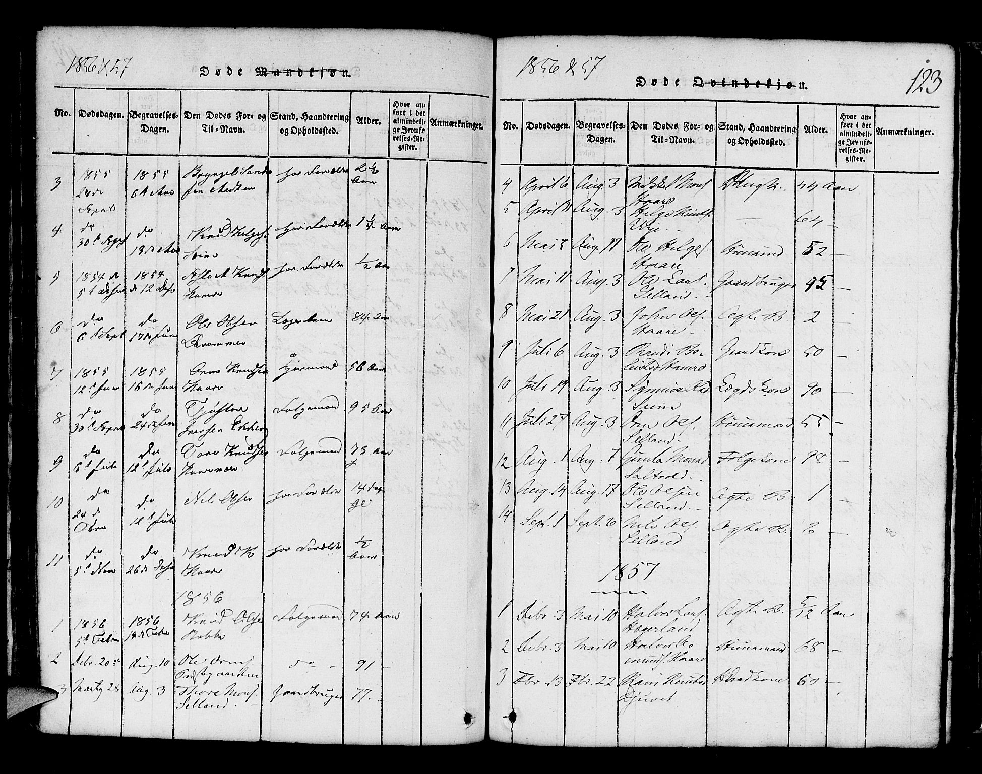Røldal sokneprestembete, SAB/A-100247: Parish register (copy) no. A 1, 1817-1860, p. 123