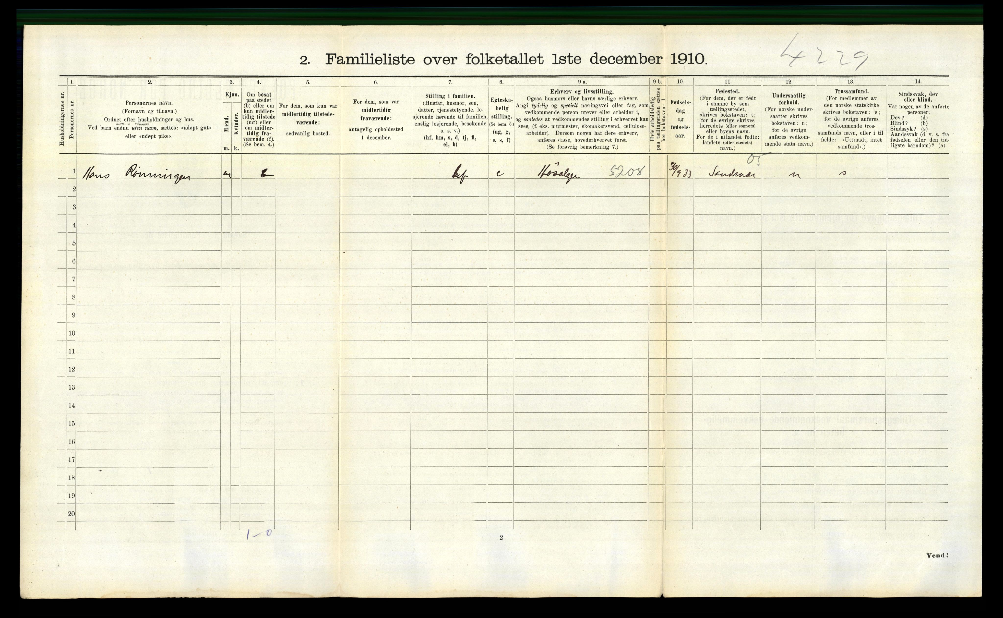 RA, 1910 census for Kongsberg, 1910, p. 3283